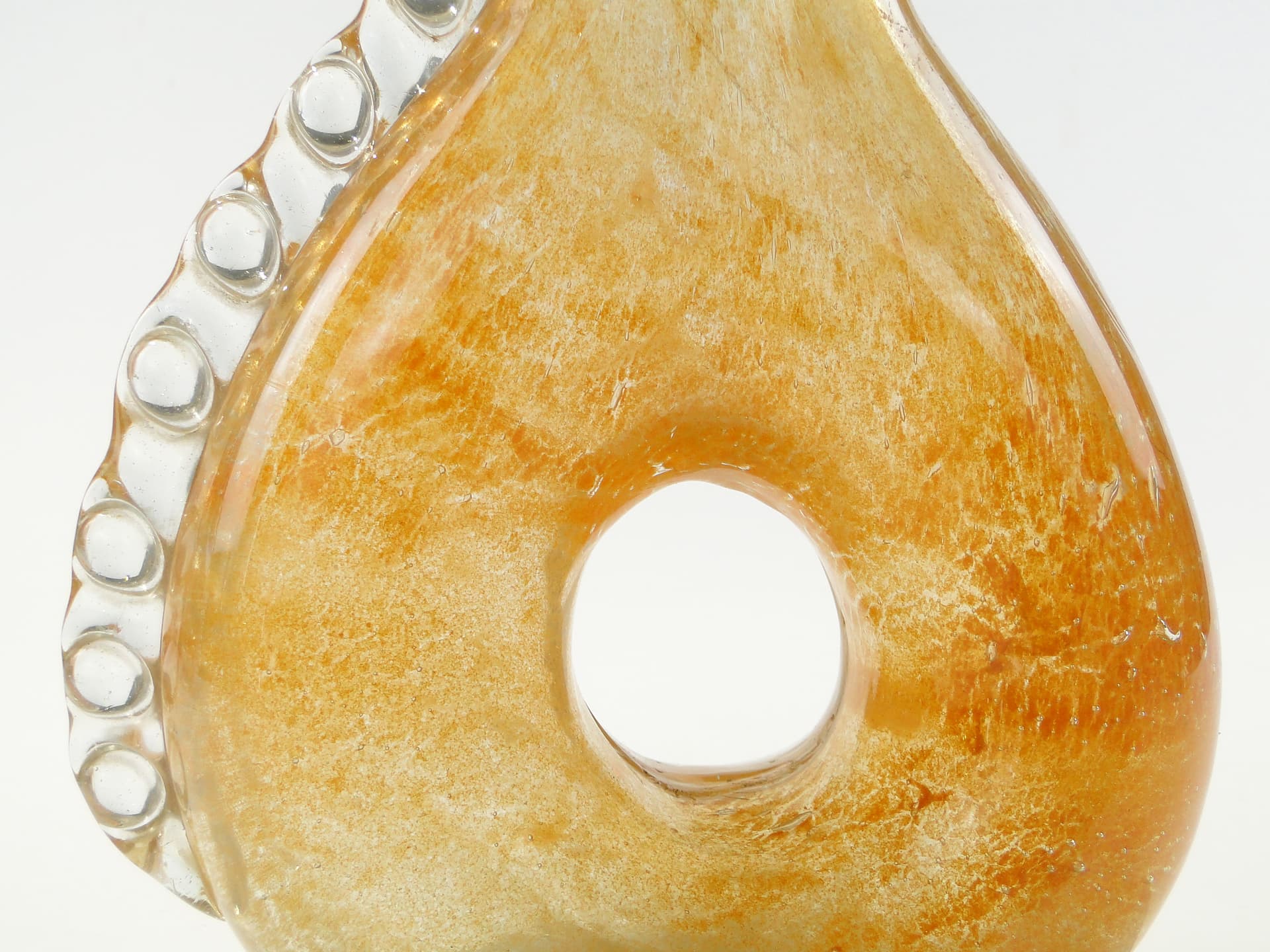 Vase Smok, gold beige transparent glass, by J. Górski, Poland, 1960s. - 345297