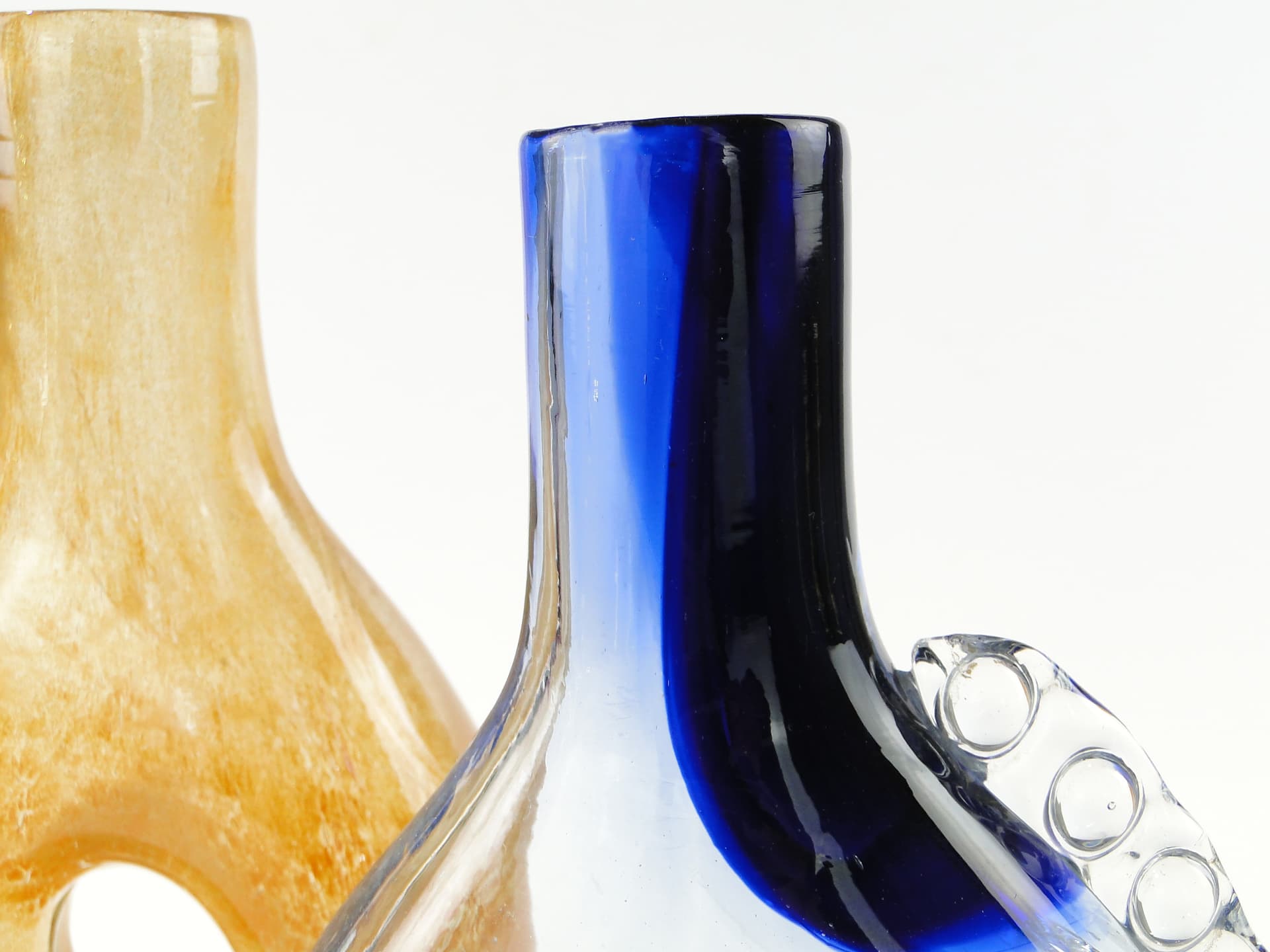 Vase Smok, transparent blue glass, by J. Górski, Huta Szkła Gospodarczego w Tarnowie, Poland, 1960s. - 345318
