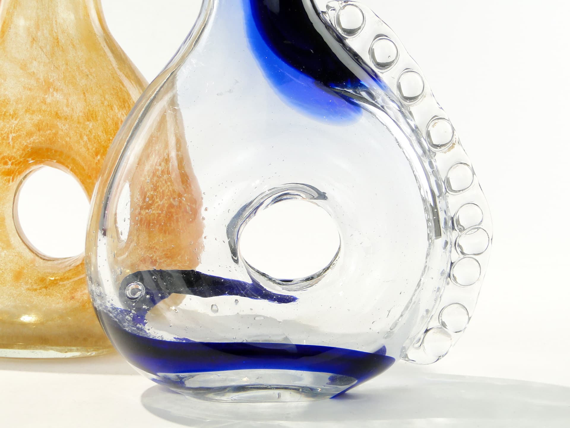 Vase Smok, transparent blue glass, by J. Górski, Huta Szkła Gospodarczego w Tarnowie, Poland, 1960s. - 345317
