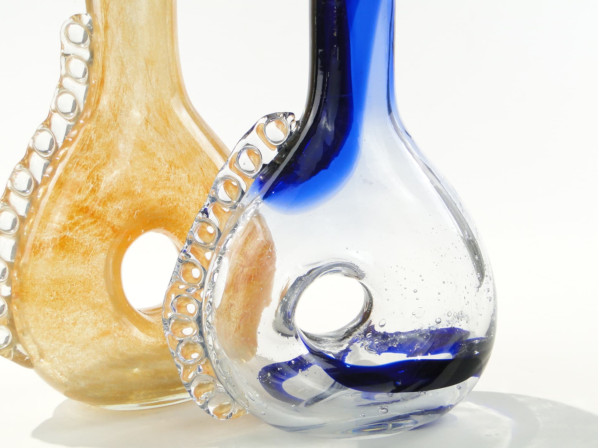 Vase Smok, transparent blue glass, by J. Górski, Huta Szkła Gospodarczego w Tarnowie, Poland, 1960s. - 345314