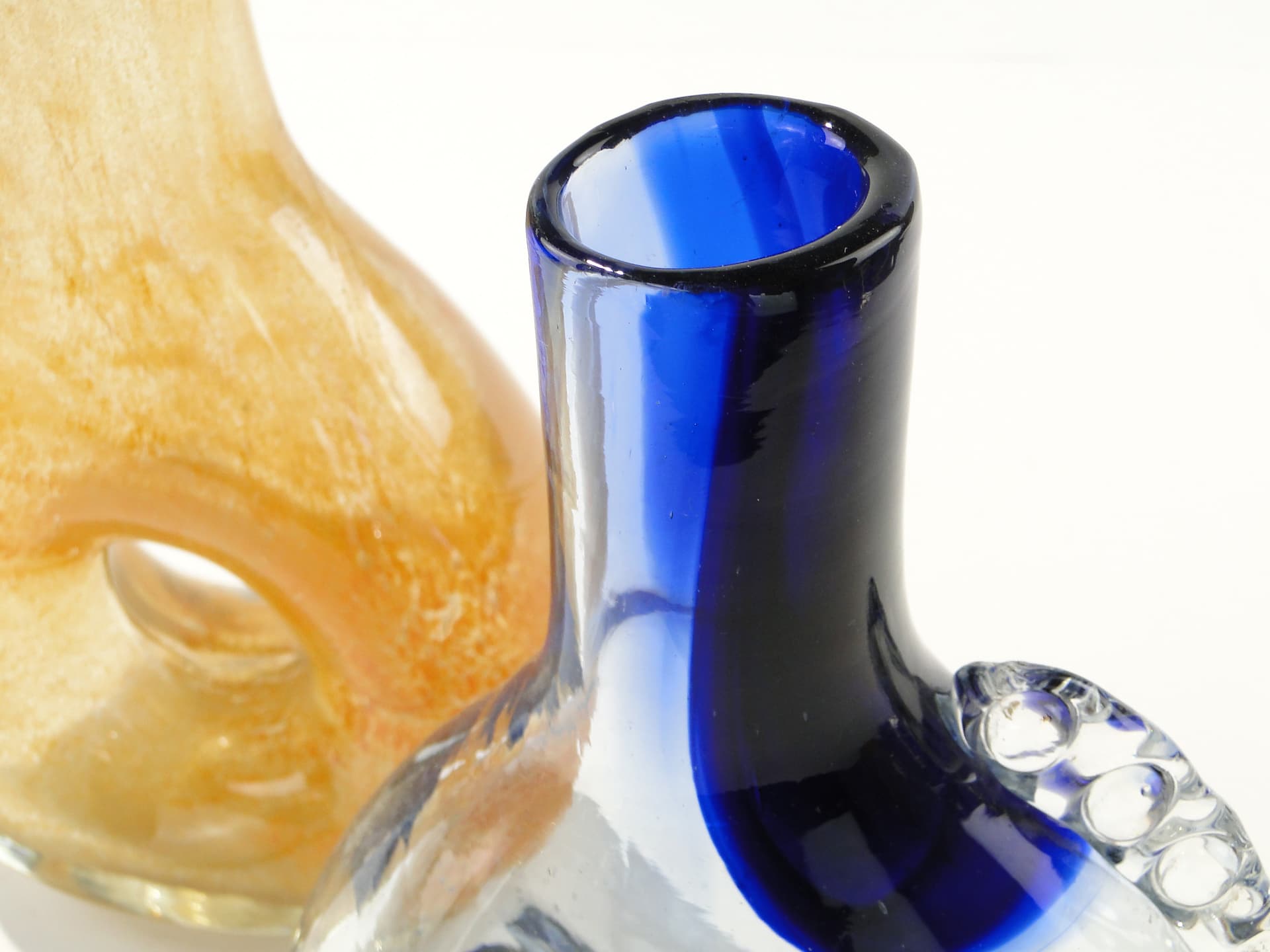 Vase Smok, transparent blue glass, by J. Górski, Huta Szkła Gospodarczego w Tarnowie, Poland, 1960s. - 345319