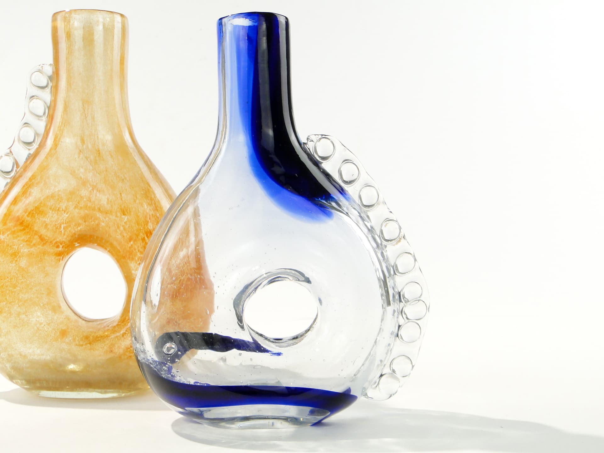 Vase Smok, transparent blue glass, by J. Górski, Huta Szkła Gospodarczego w Tarnowie, Poland, 1960s. - 345316