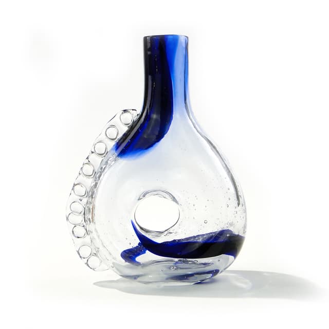 Vase Smok, transparent blue glass, by J. Górski, Huta Szkła Gospodarczego w Tarnowie, Poland, 1960s. - DIMENSION