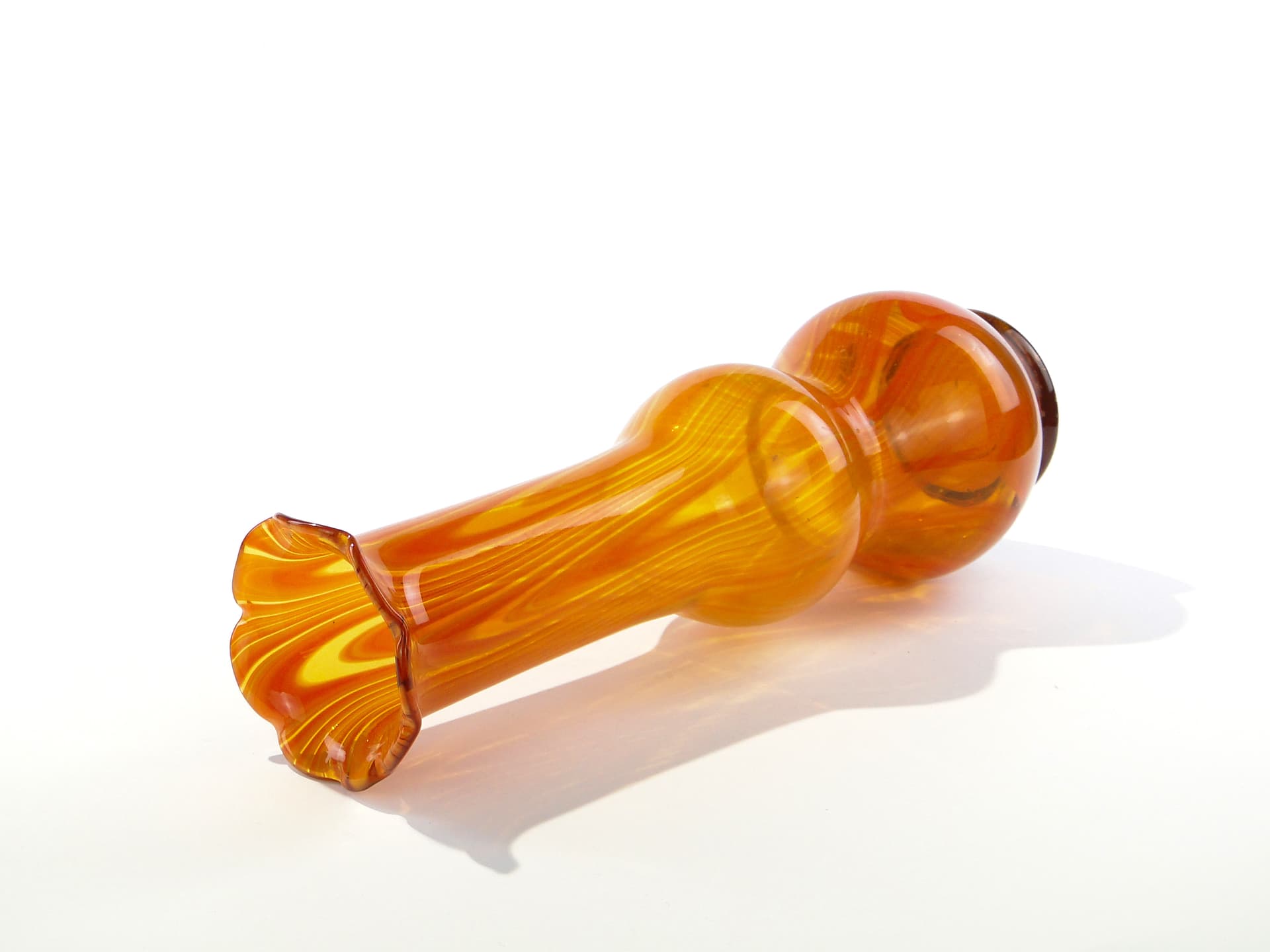 Mosaic vase, orange yellow transparent glass, Poland, 1970s - 345340