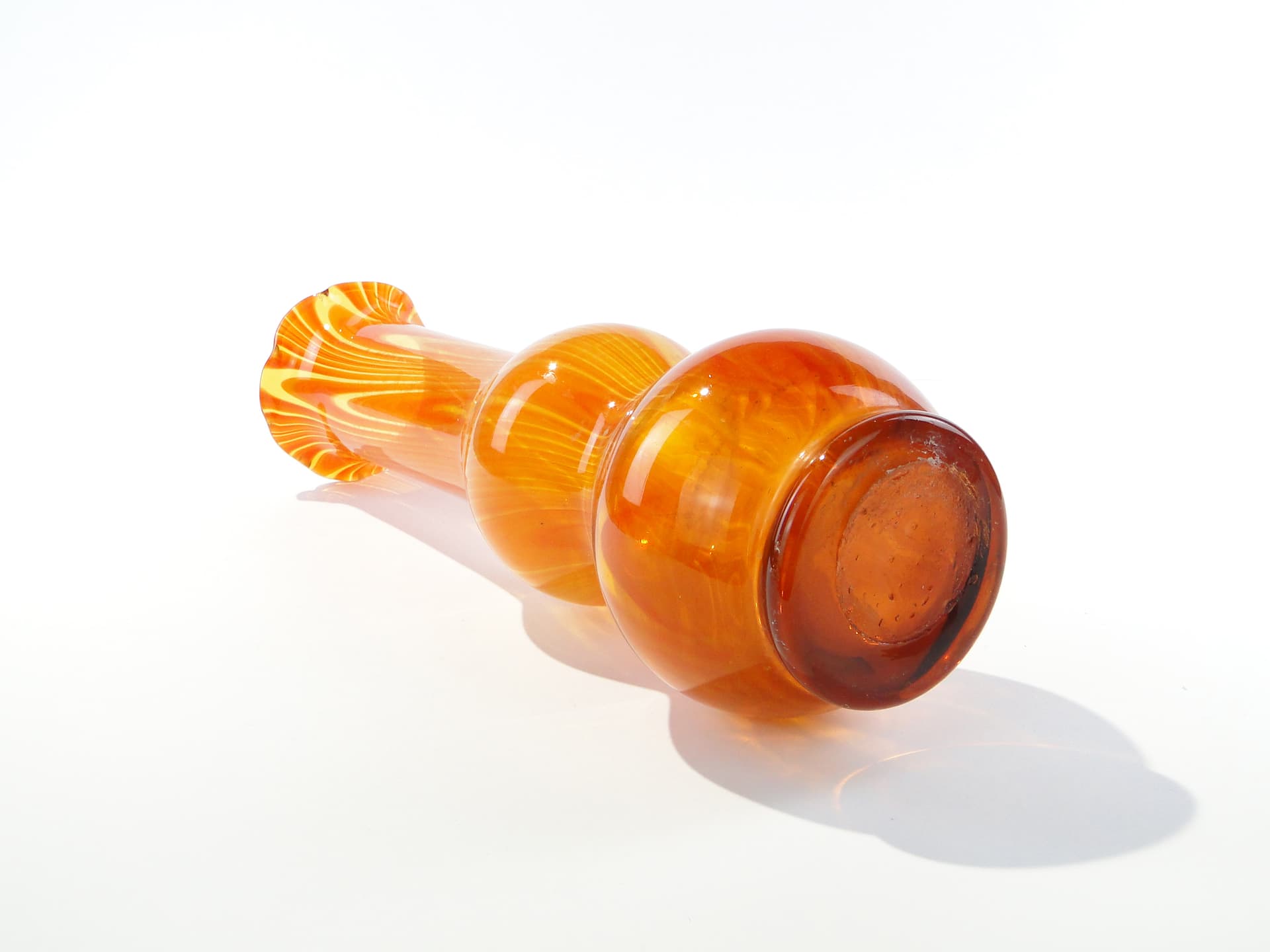 Mosaic vase, orange yellow transparent glass, Poland, 1970s - 345341