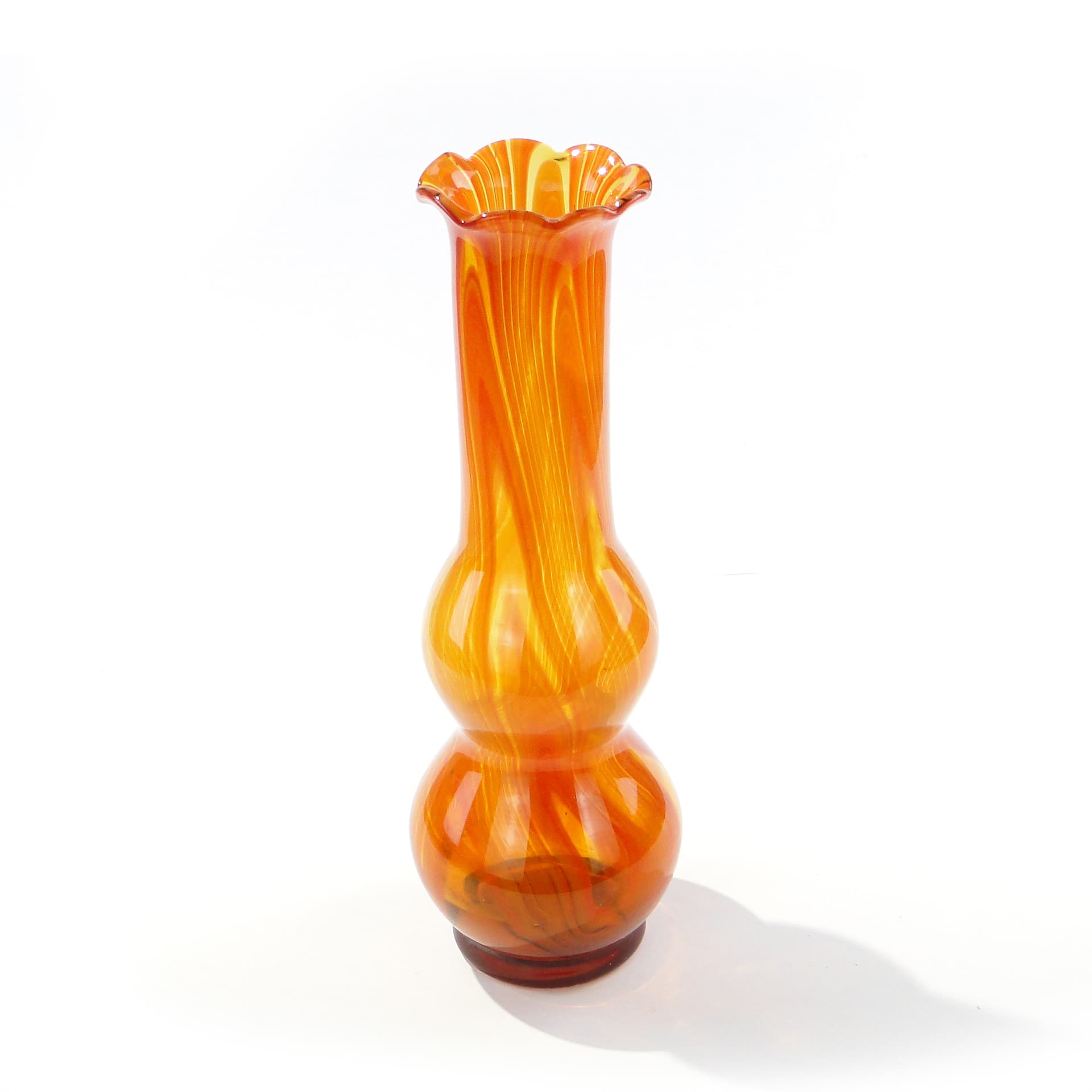 Mosaic vase, orange yellow transparent glass, Poland, 1970s - 345342