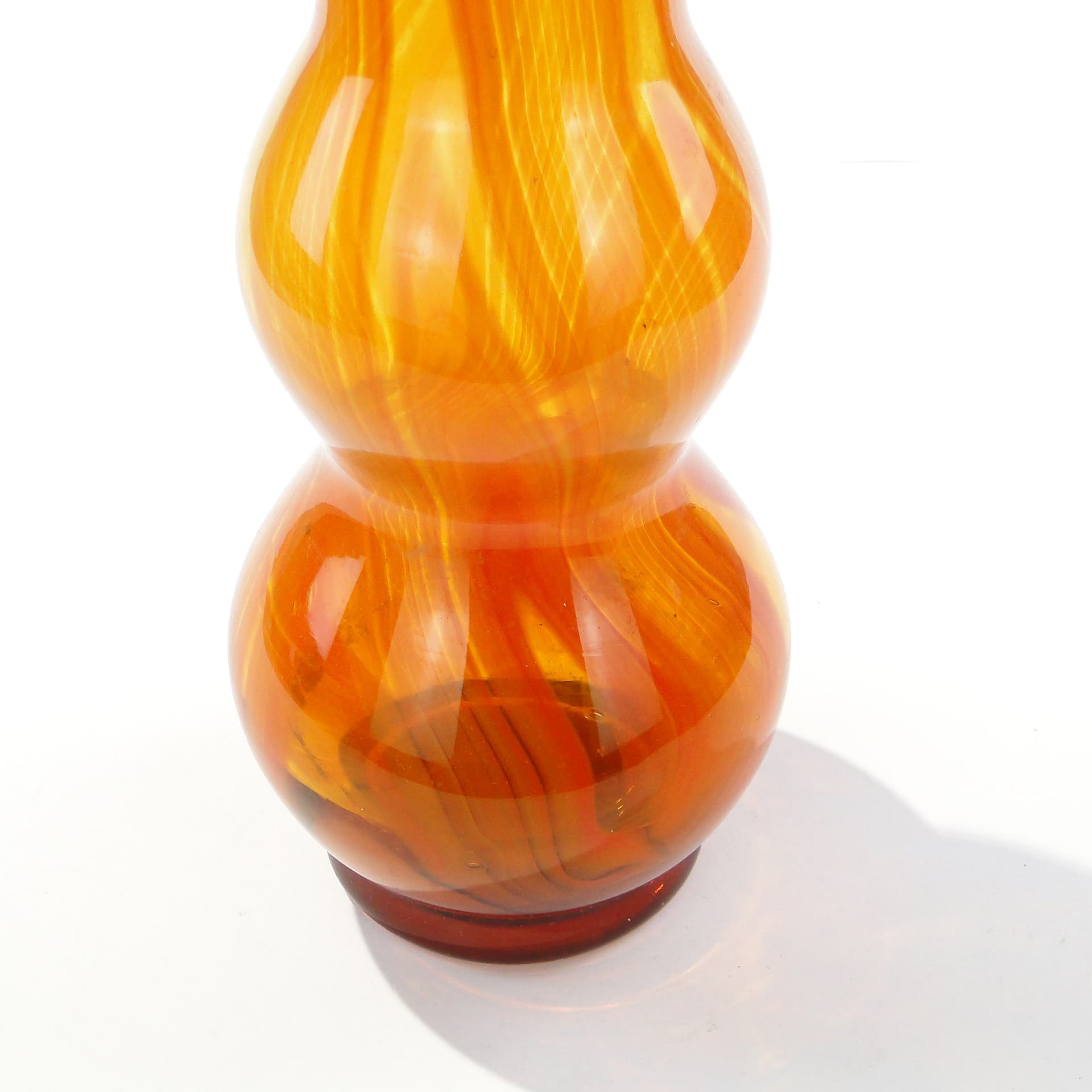 Mosaic vase, orange yellow transparent glass, Poland, 1970s - 345337