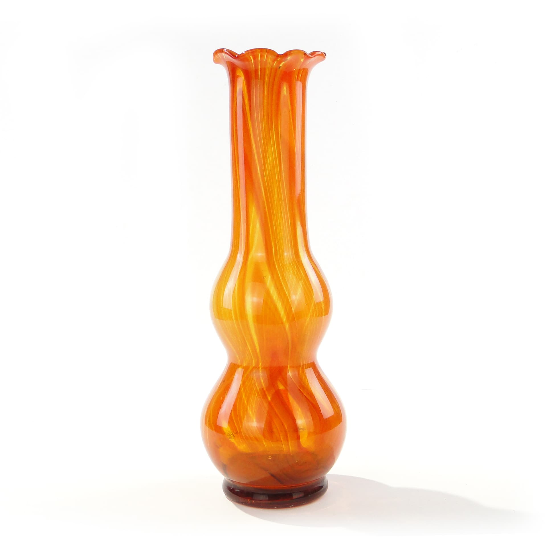 Mosaic vase, orange yellow transparent glass, Poland, 1970s