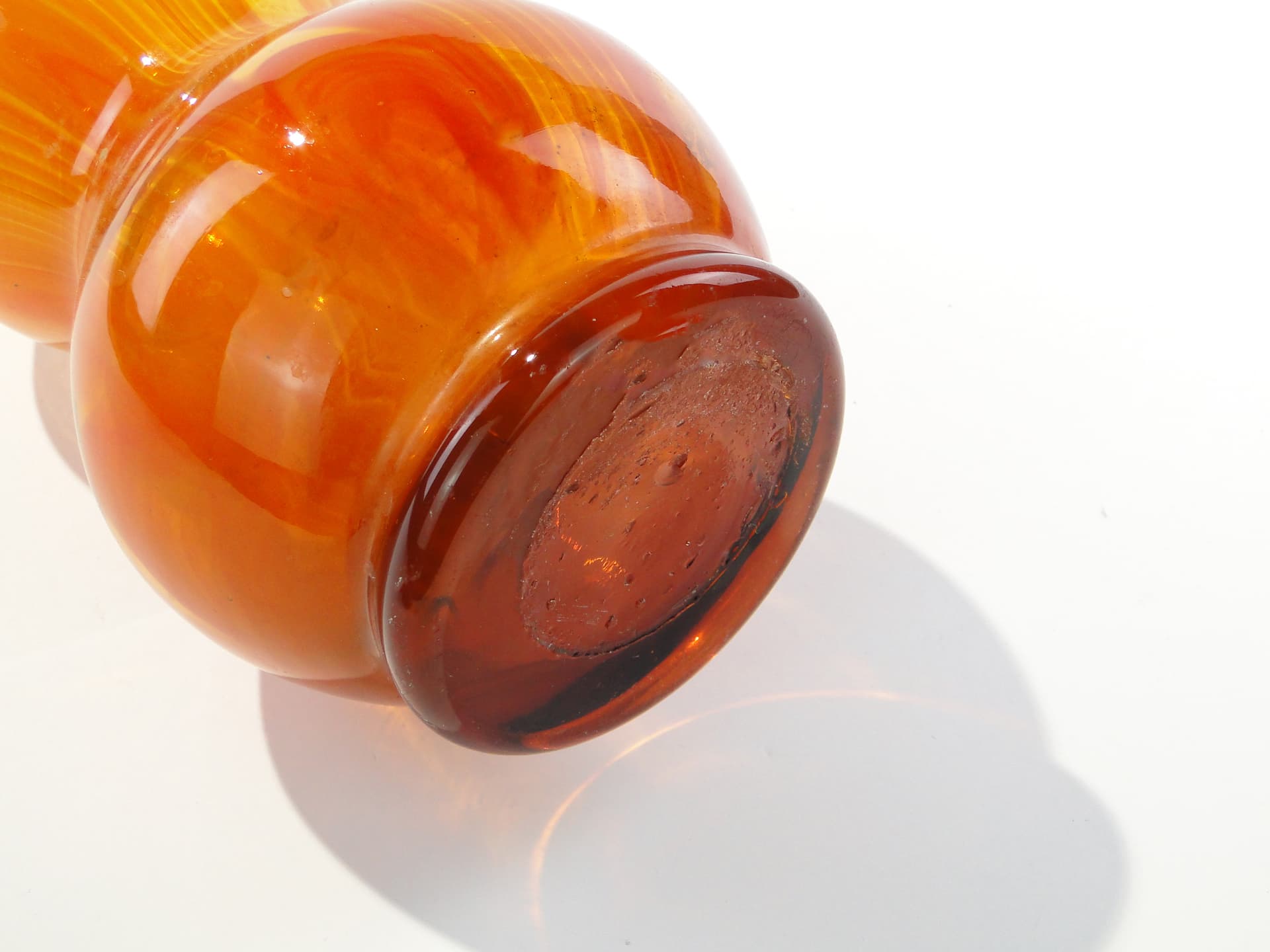 Mosaic vase, orange yellow transparent glass, Poland, 1970s - 345335