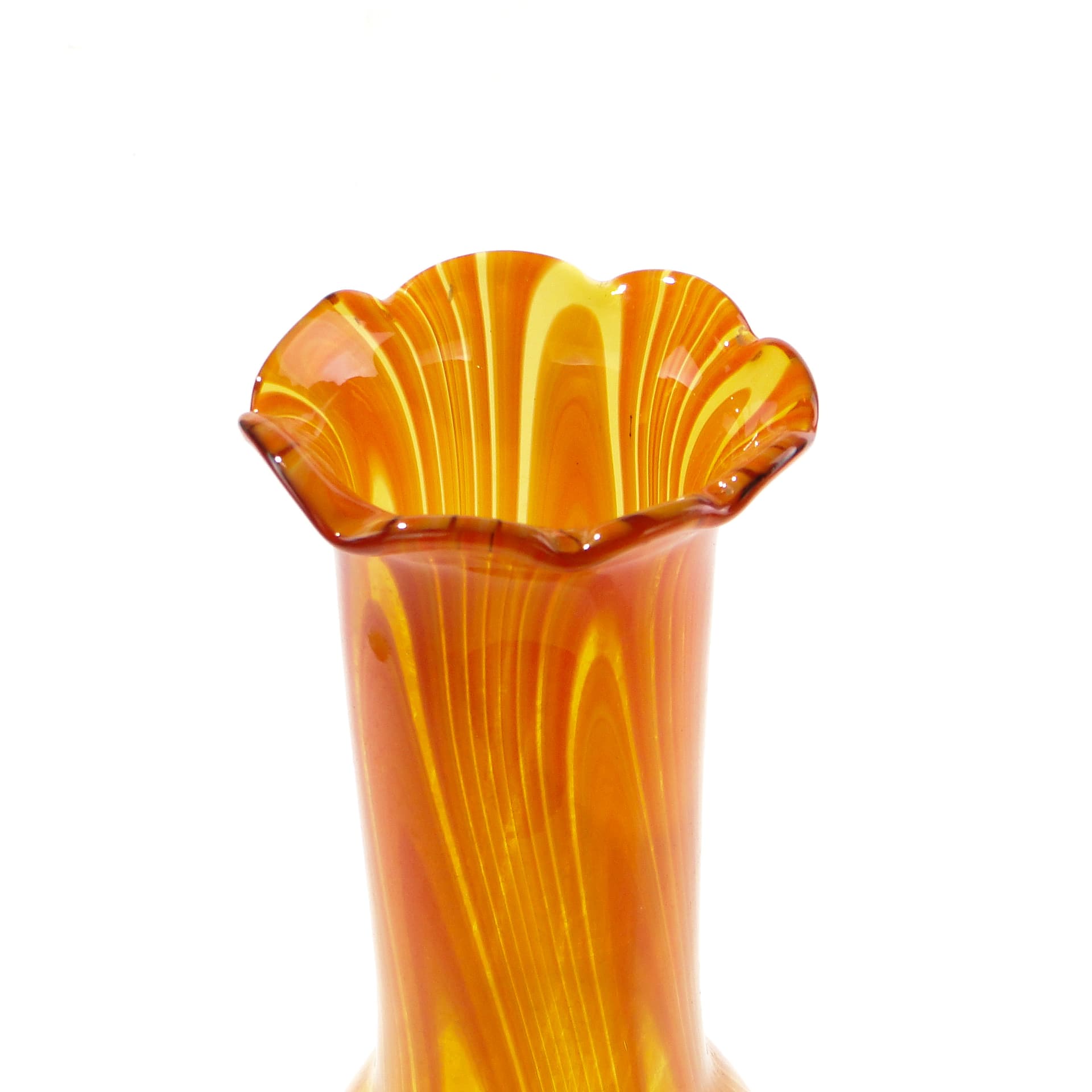 Mosaic vase, orange yellow transparent glass, Poland, 1970s - 345336