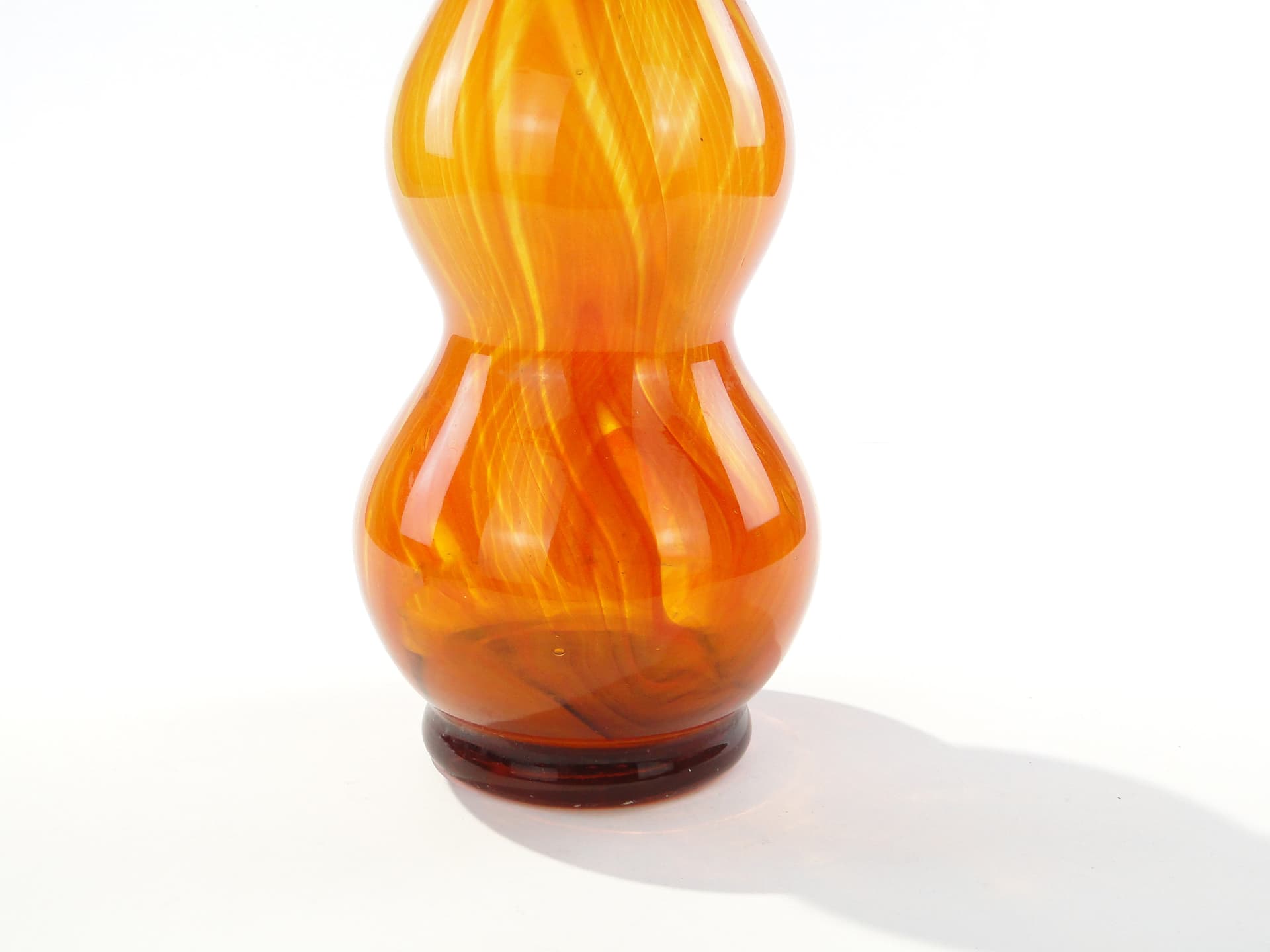 Mosaic vase, orange yellow transparent glass, Poland, 1970s - 345338