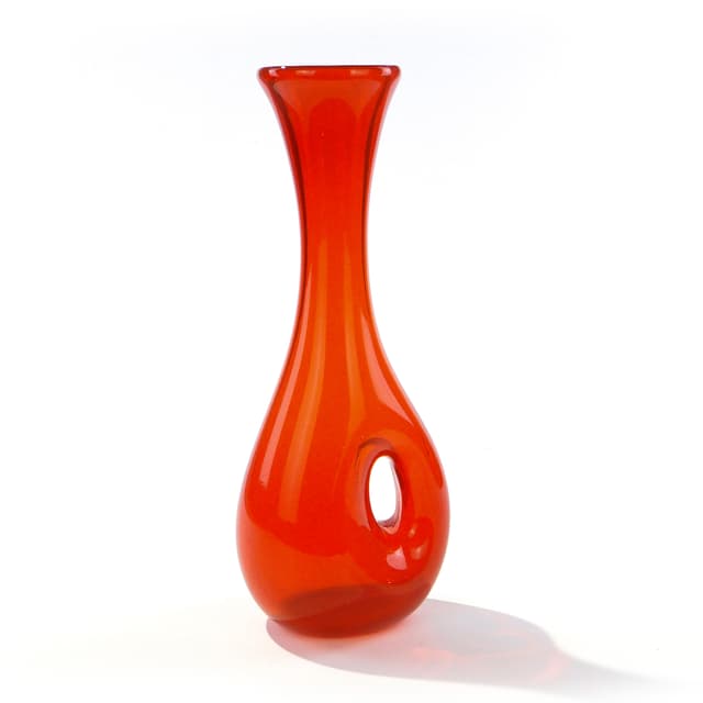 Vase, orange-red, soda-lime glass, by T. Szymański, Poland, 1960s. - DIMENSION