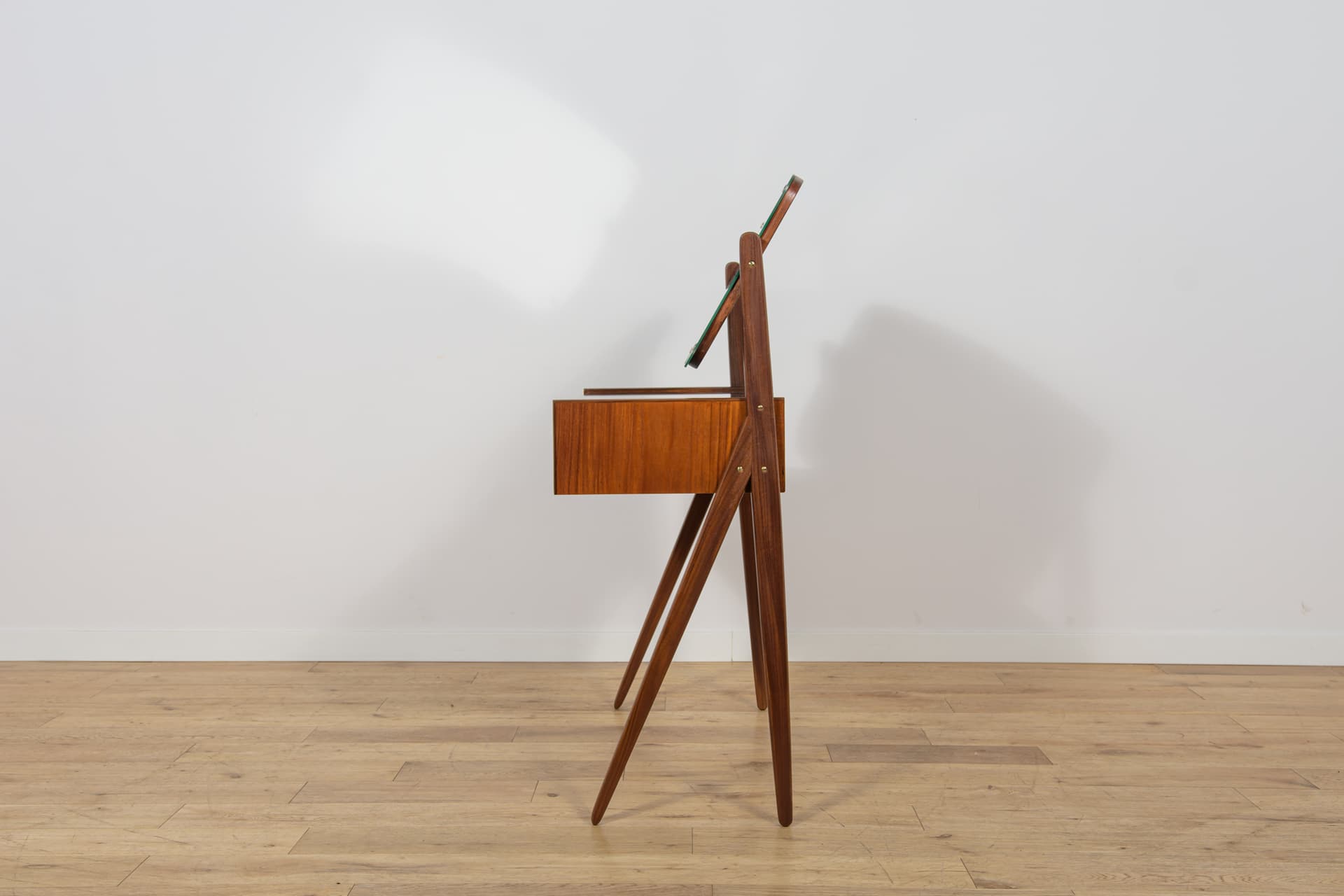 Dressing table, brown teak, black glass, by A. Vodder, Denmark, 1960s. - 345396