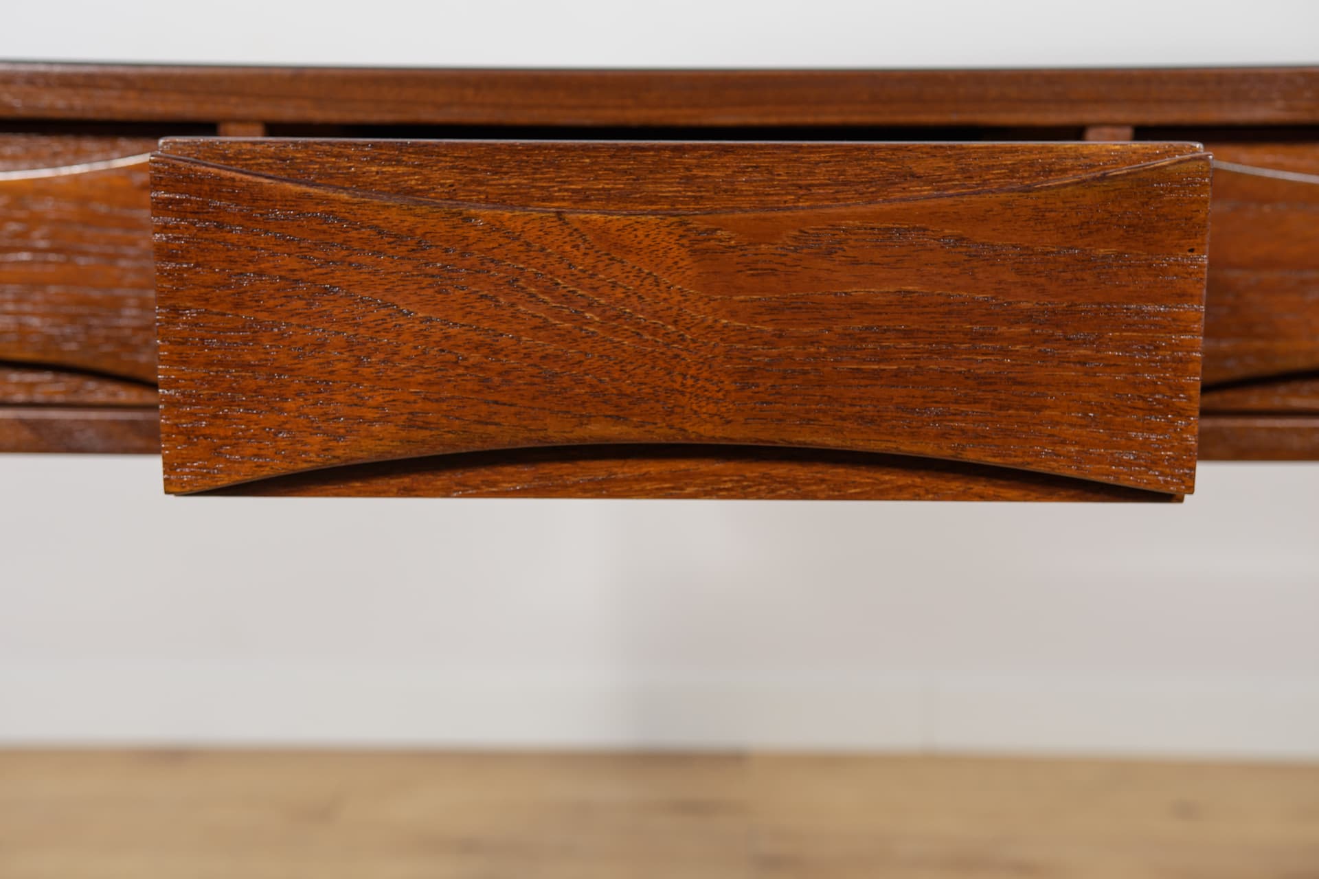Dressing table, brown teak, black glass, by A. Vodder, Denmark, 1960s. - 345399