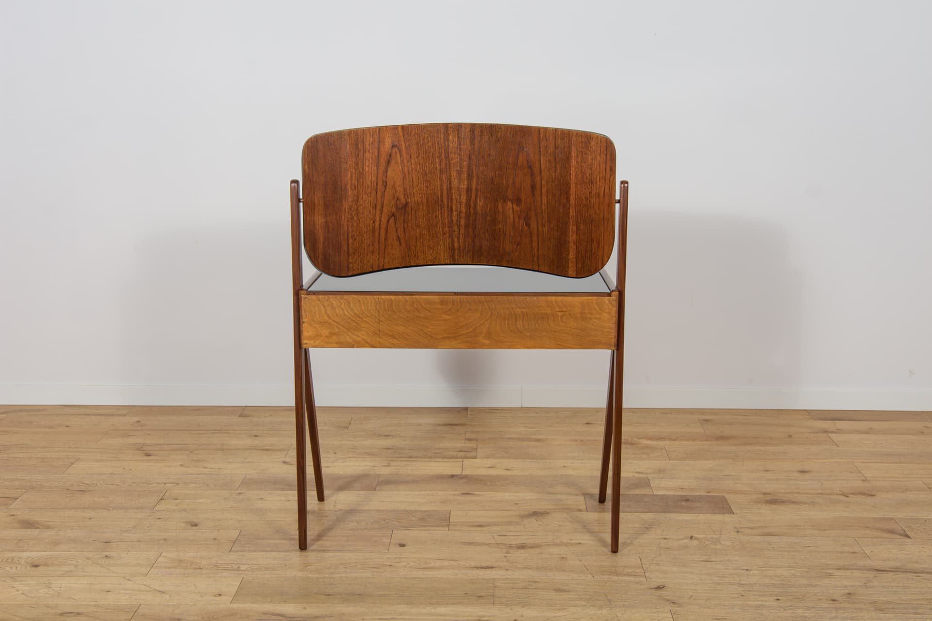 Dressing table, brown teak, black glass, by A. Vodder, Denmark, 1960s. - 345397