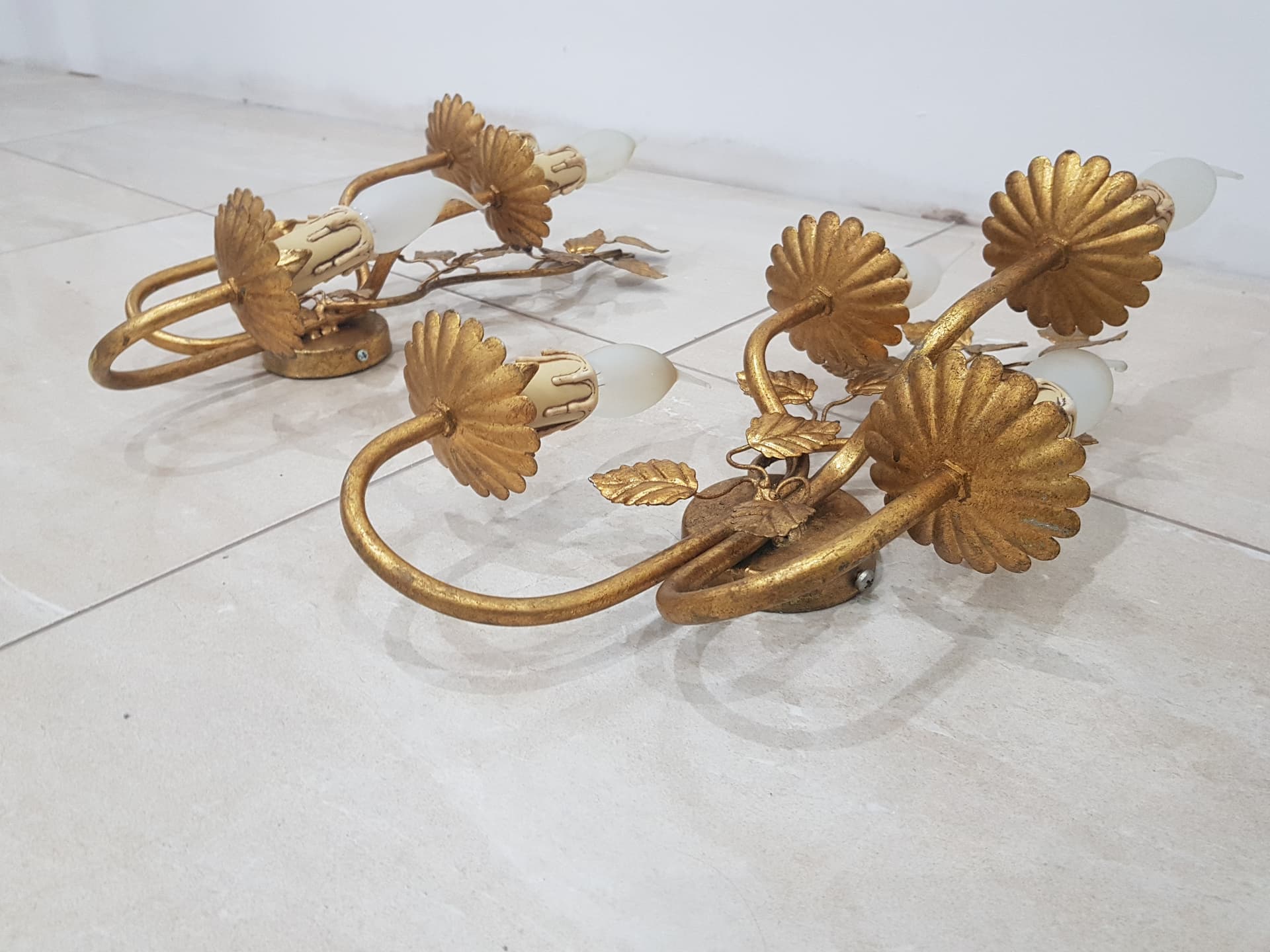 Pair of wall sconces, Coco Chanel, gold, gold-plated metal, vintage - 345460