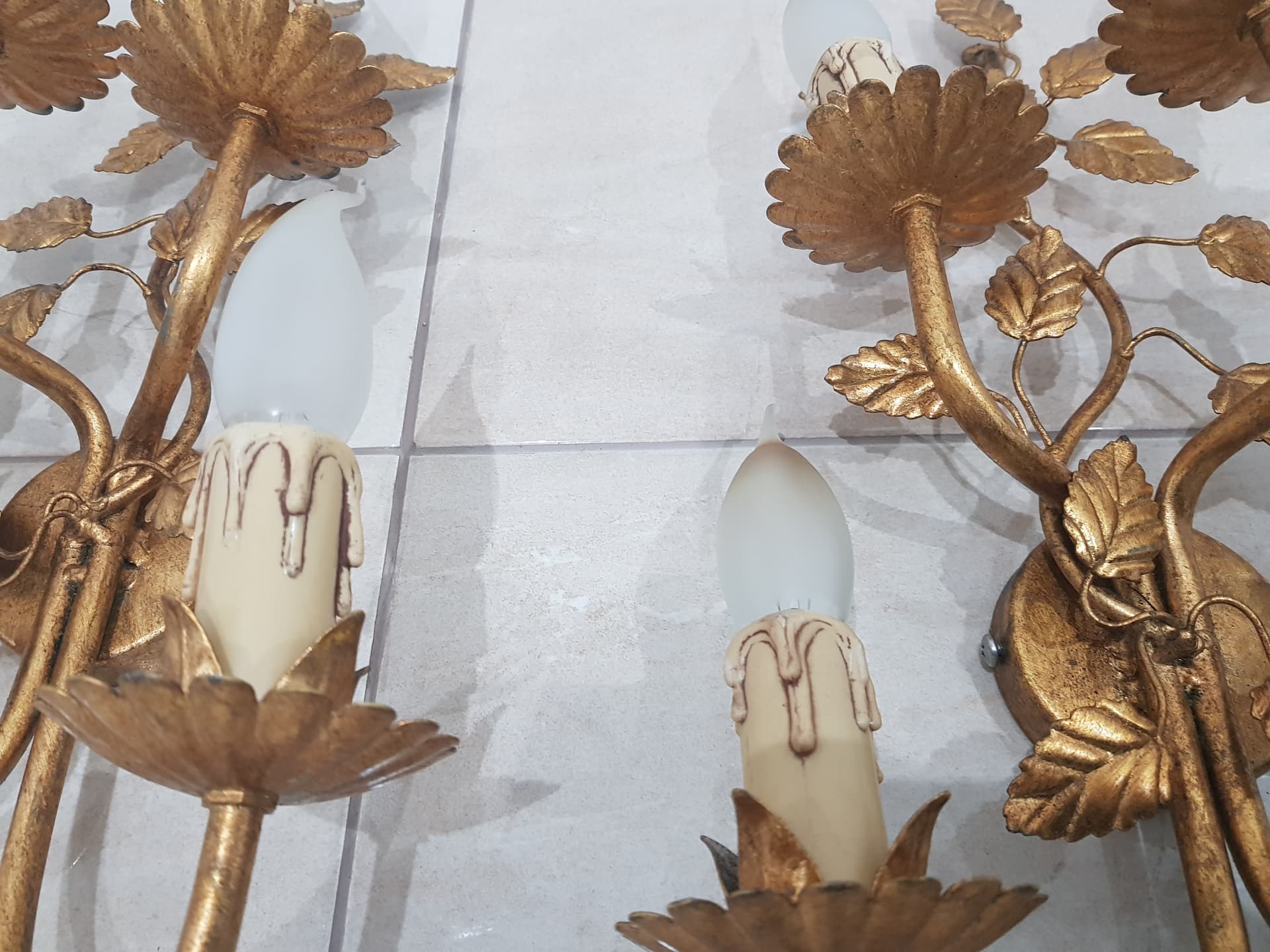 Pair of wall sconces, Coco Chanel, gold, gold-plated metal, vintage - 345463