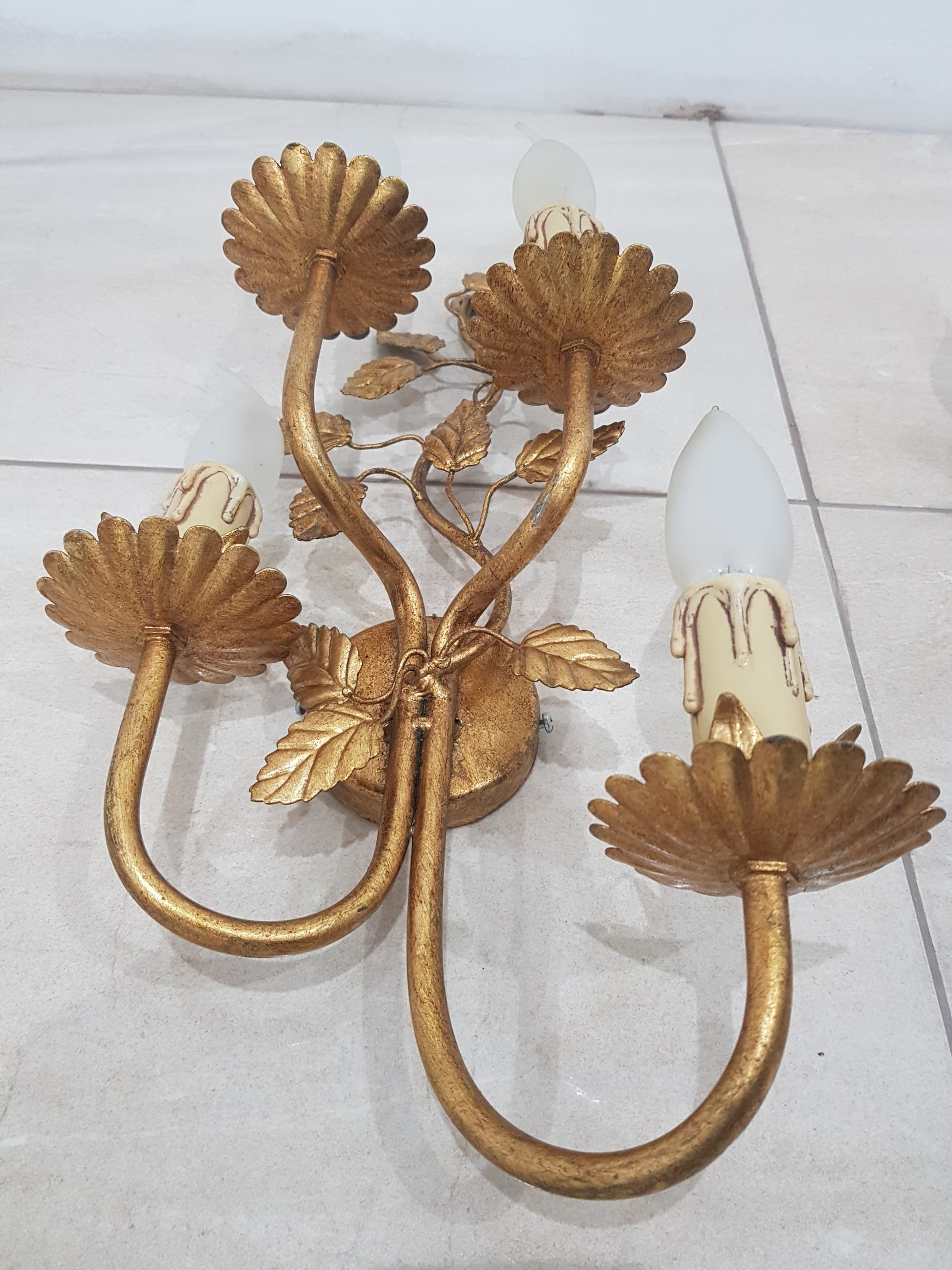 Pair of wall sconces, Coco Chanel, gold, gold-plated metal, vintage - 345458