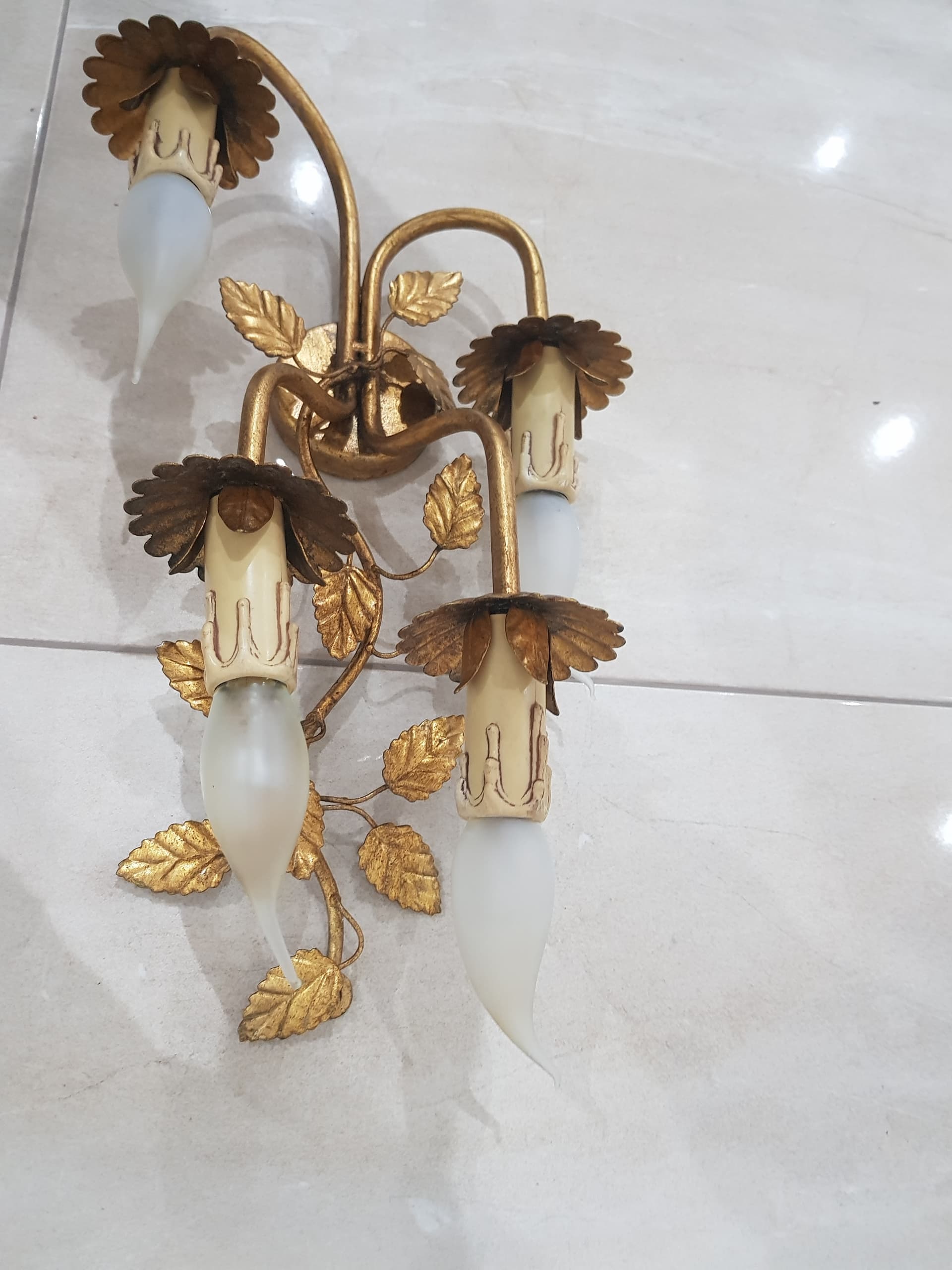 Pair of wall sconces, Coco Chanel, gold, gold-plated metal, vintage - 345459