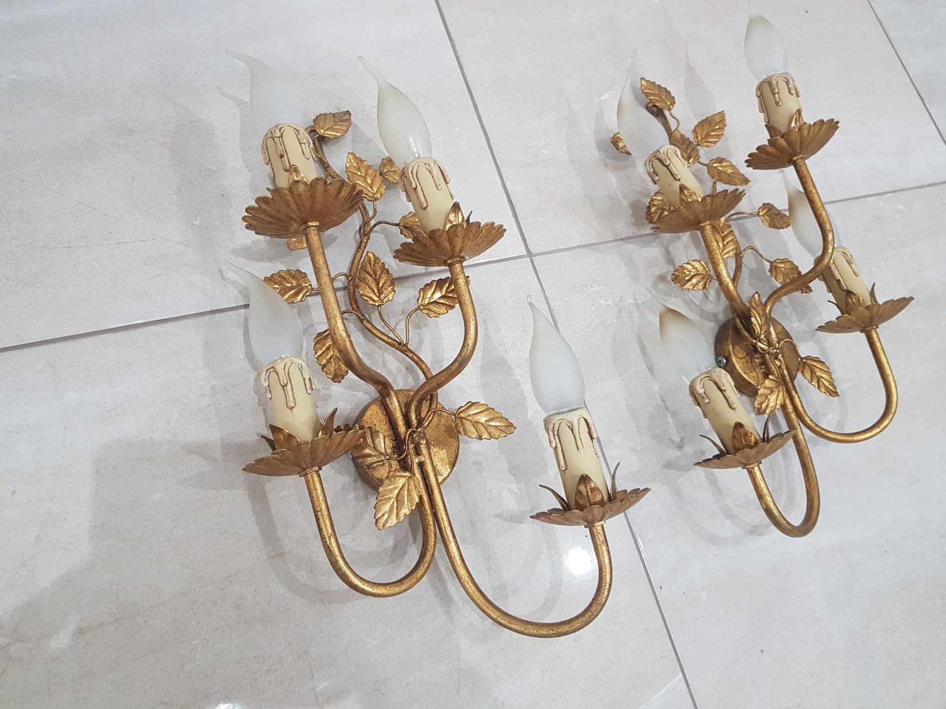 Pair of wall sconces, Coco Chanel, gold, gold-plated metal, vintage - 345462