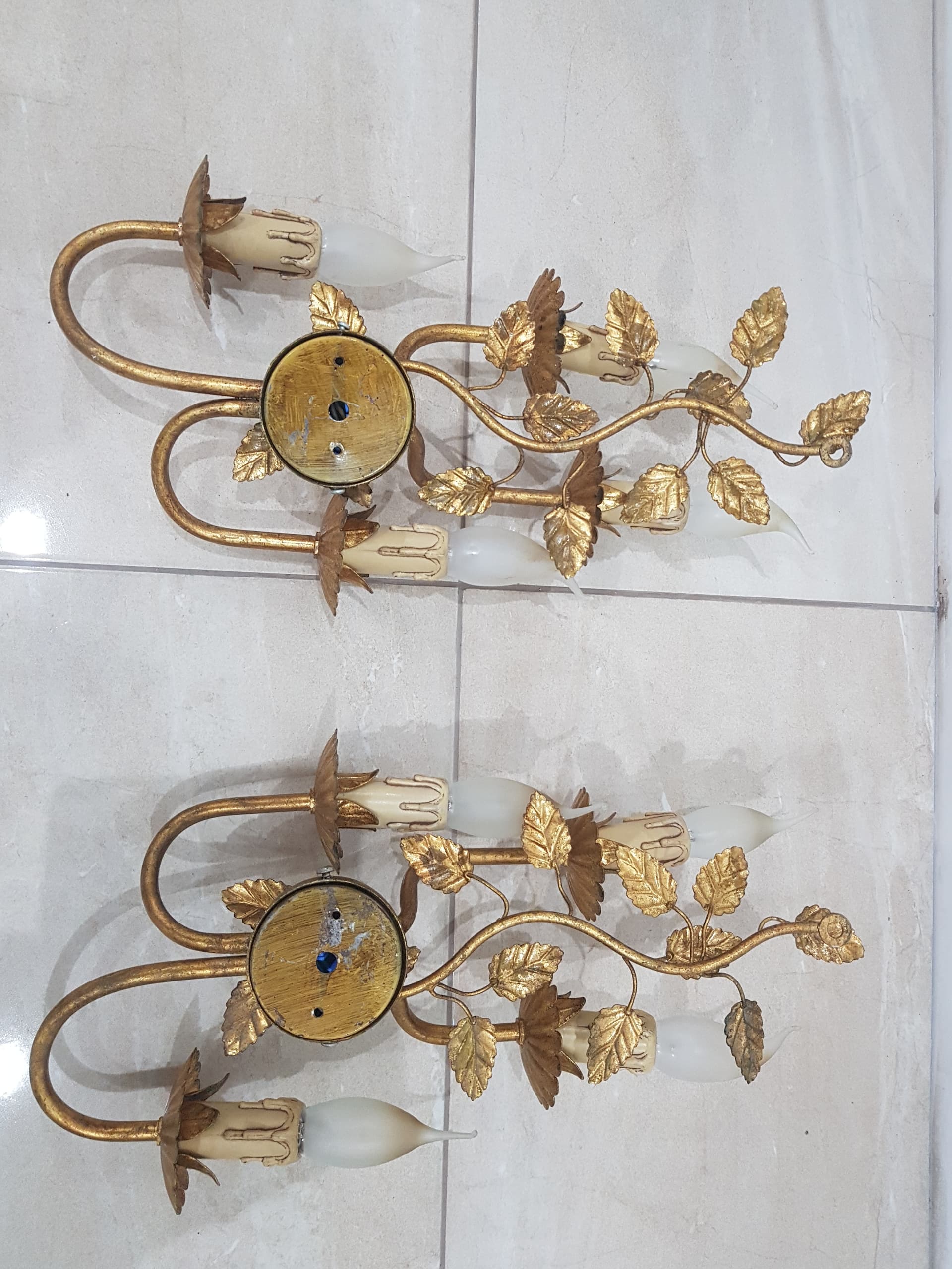 Pair of wall sconces, Coco Chanel, gold, gold-plated metal, vintage - 345464