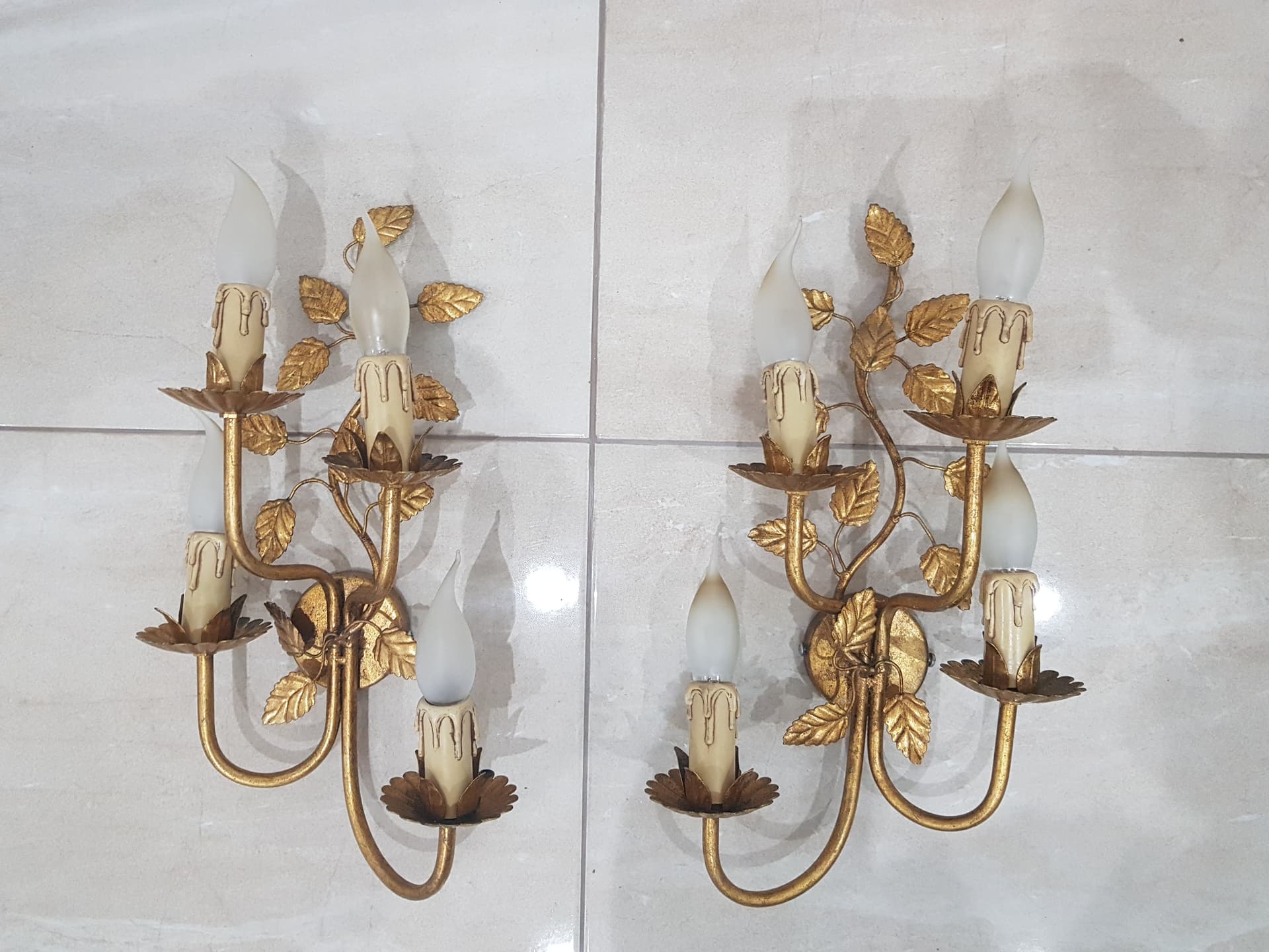 Pair of wall sconces, Coco Chanel, gold, gold-plated metal, vintage - 345461