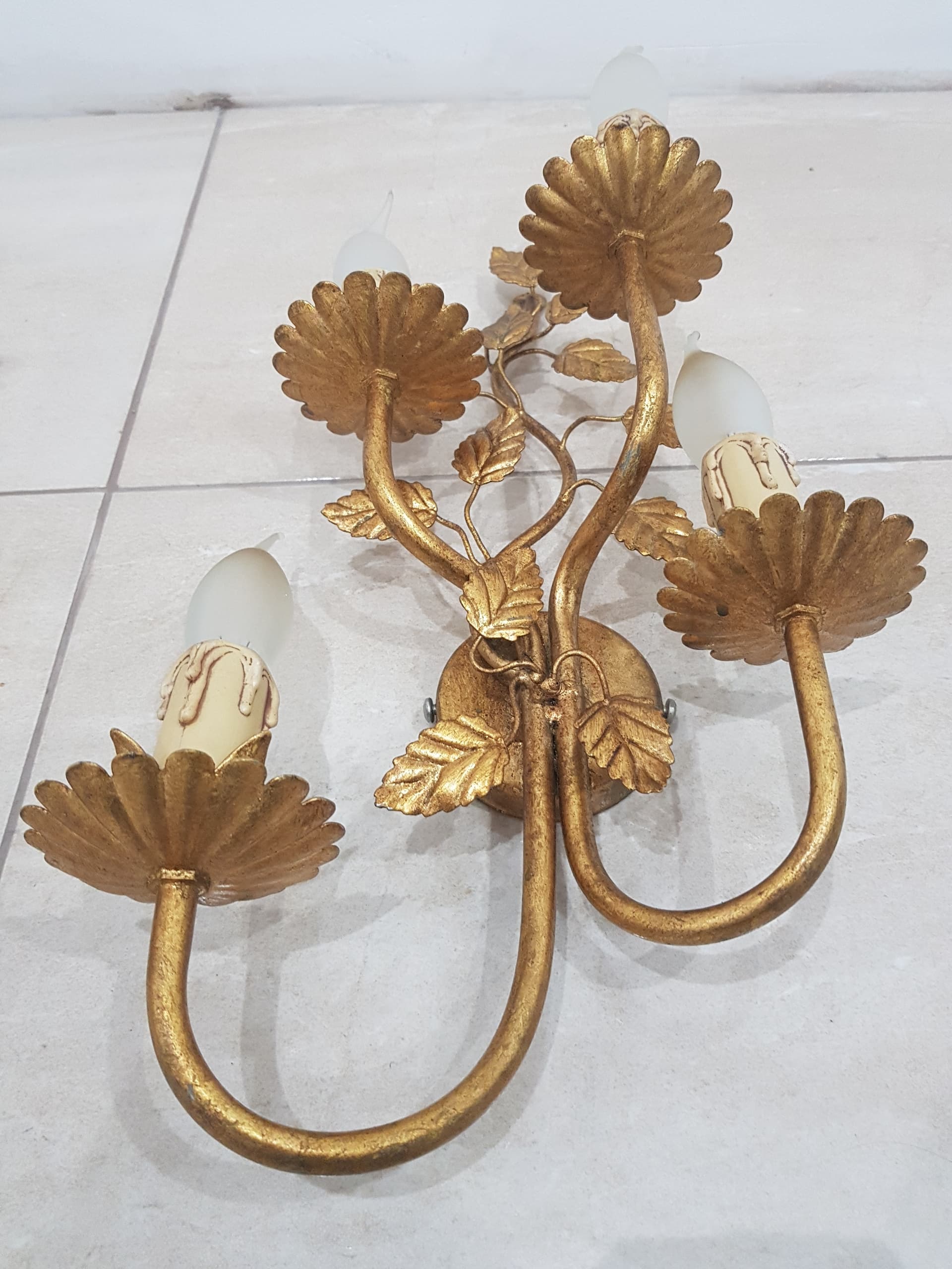 Pair of wall sconces, Coco Chanel, gold, gold-plated metal, vintage - 345457