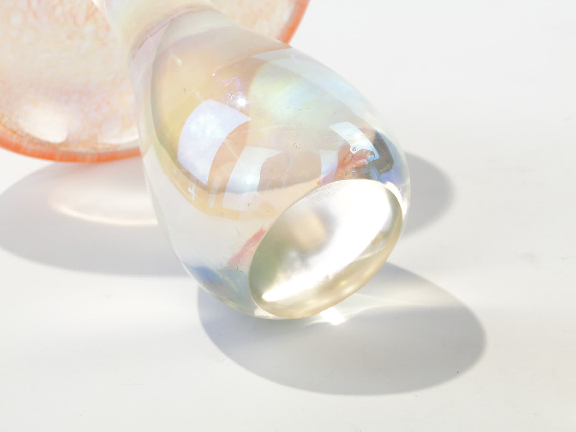 Komplet rzeźb grzybów Leśna Iryzacja, szkło pomarańczowo-złote iryzujące, Heron Glass, Wielka Brytania, XXI w. - 345473