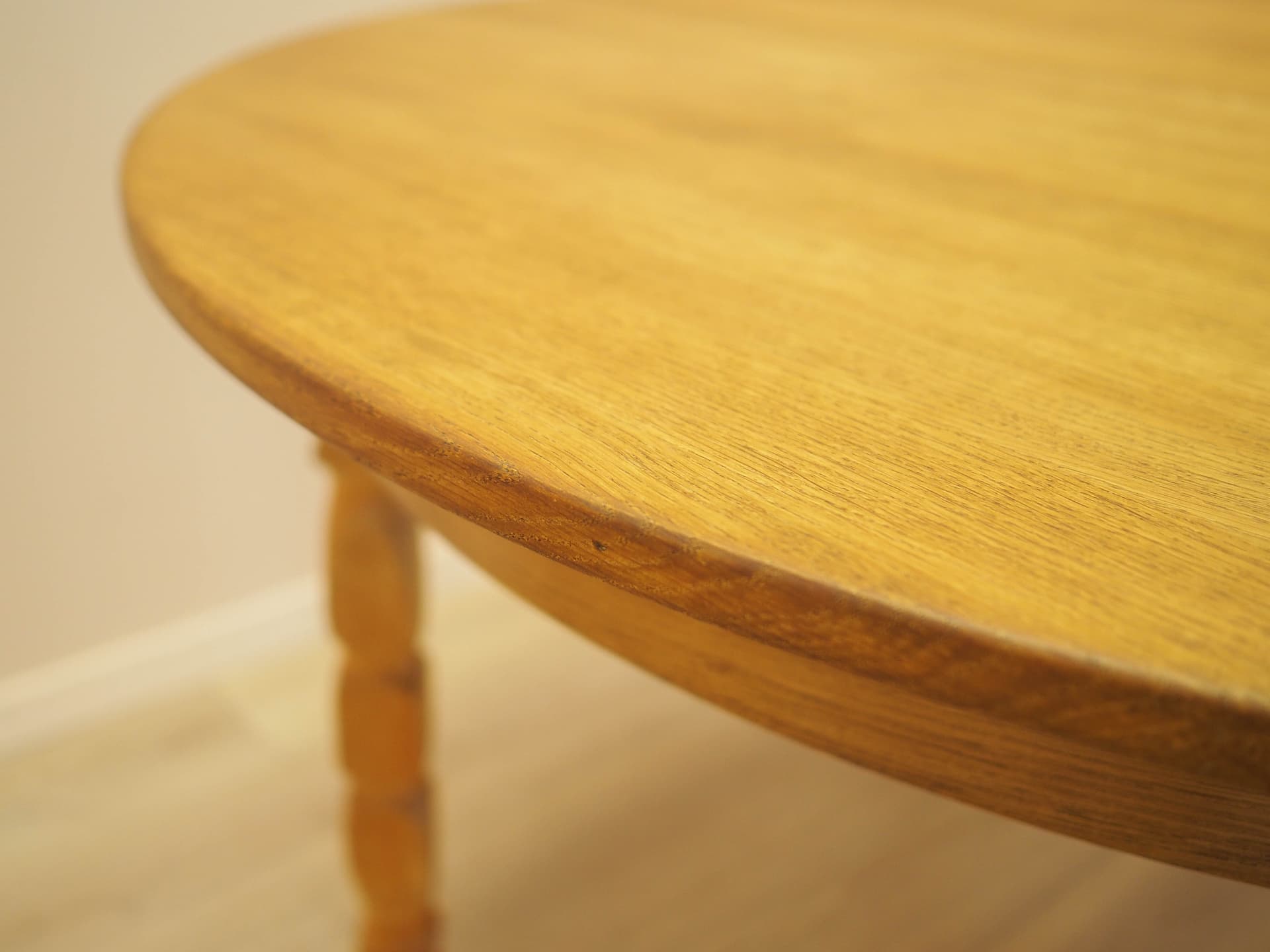 Round dining table, brown oak, by H. Kjærnulf, Denmark, 1960s. - 345483
