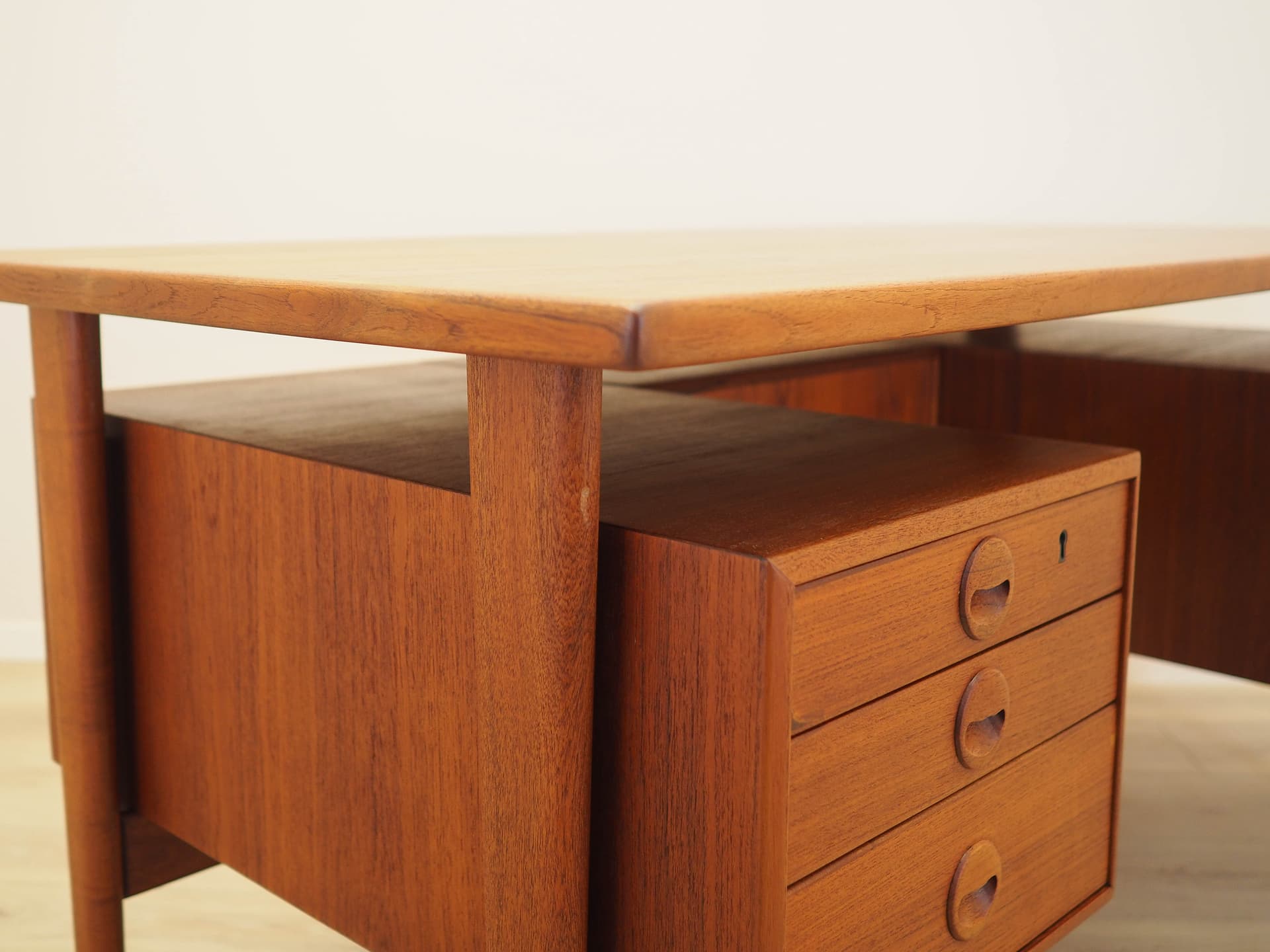 Desk, brown teak, by K. Kristiansen, Denmark, 1970s. - 345499