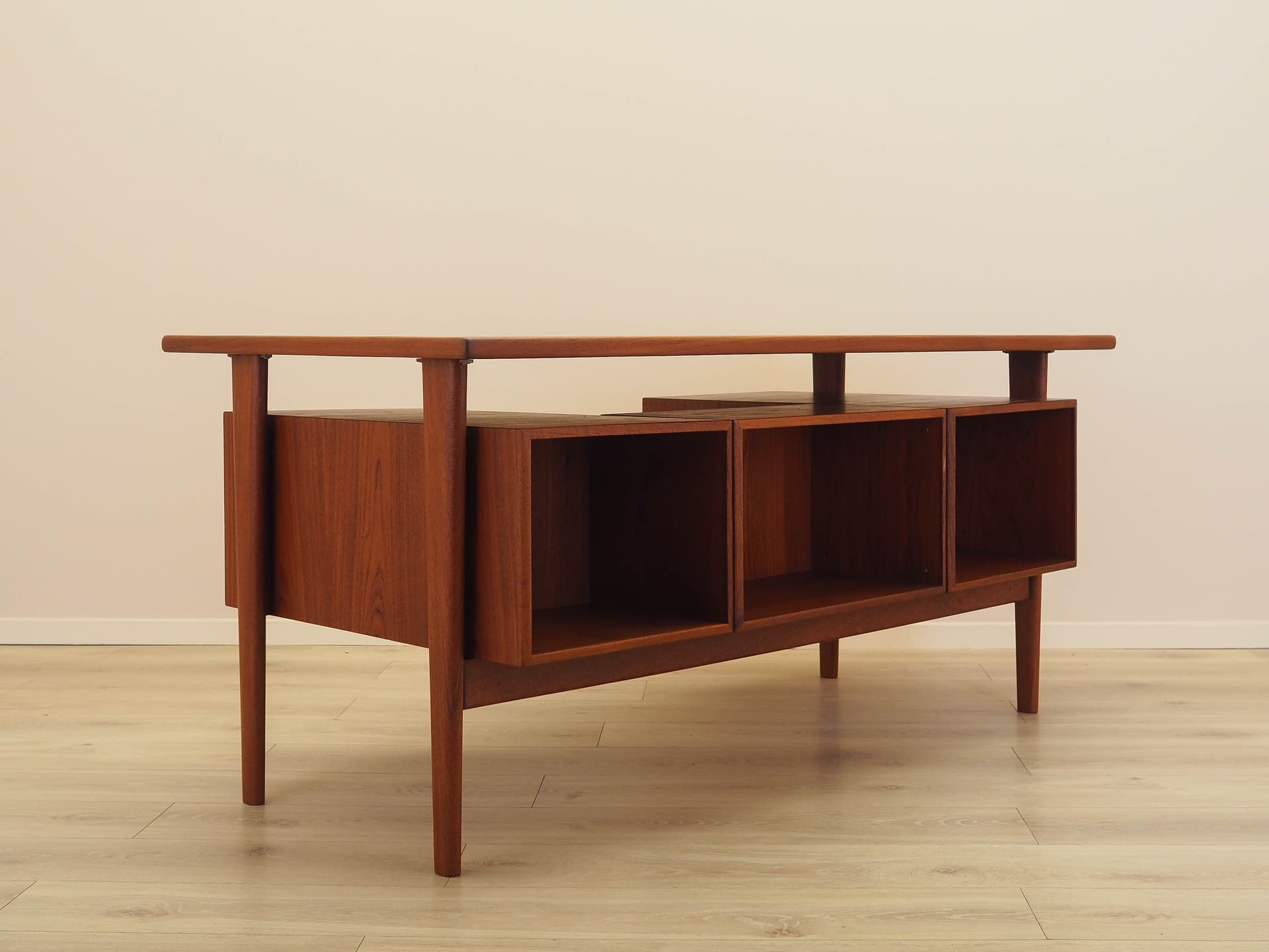 Desk, brown teak, by K. Kristiansen, Denmark, 1970s. - 345493