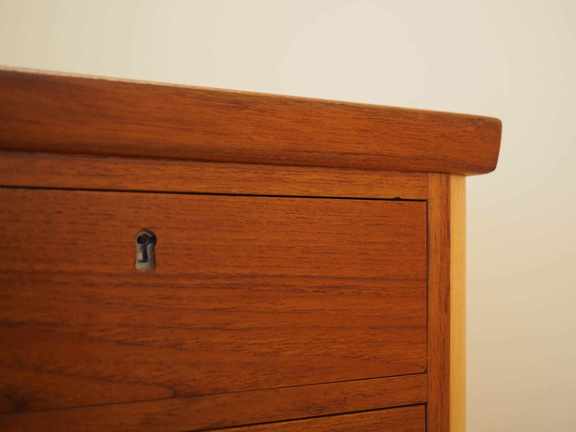 Desk, brown teak, beige beech, Denmark, 1970s. - 345530