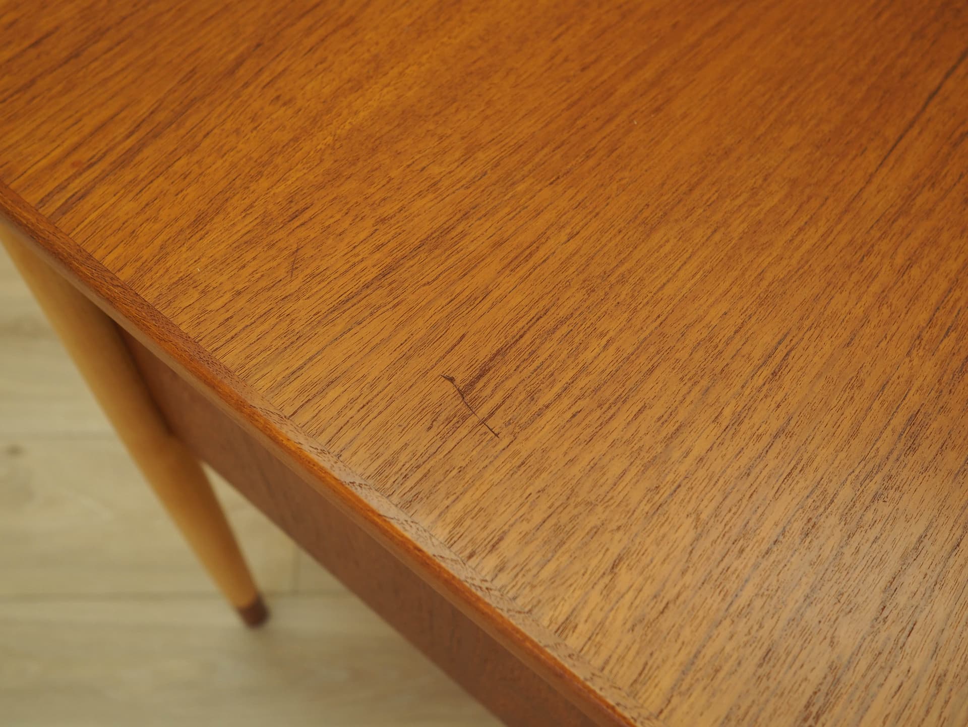 Desk, brown teak, beige beech, Denmark, 1970s. - 345526