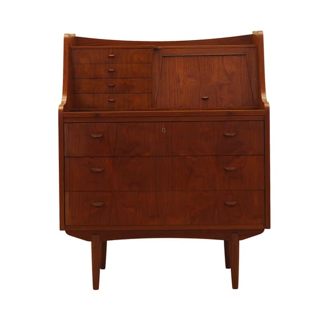 Secretary desk, brown teak, AG Spejl Kobberbeskyttet, Denmark, 1970s. - DIMENSION