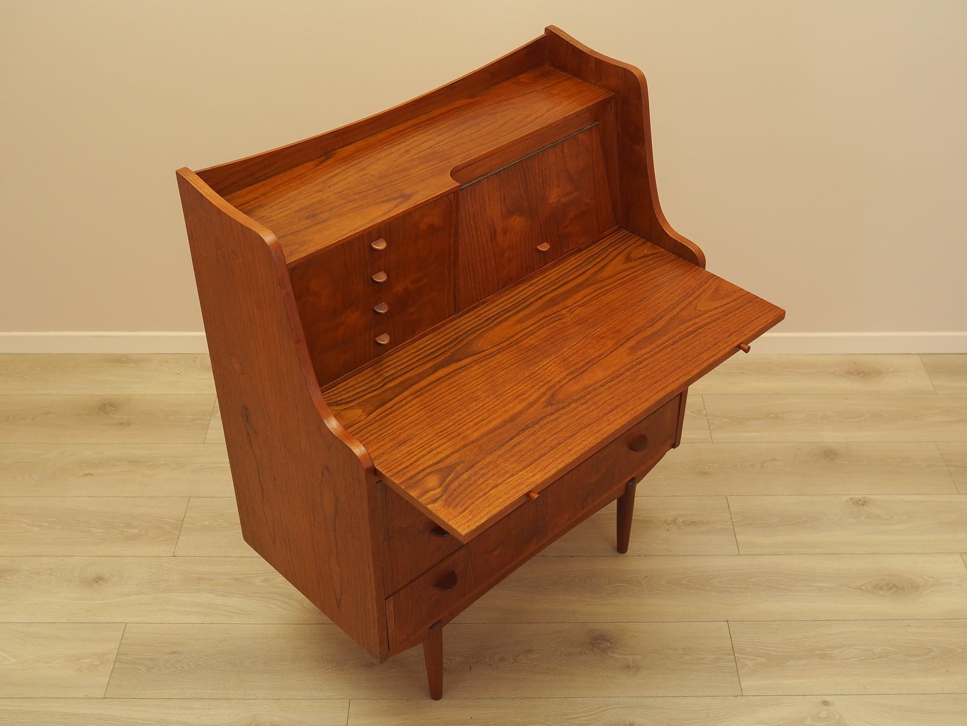 Secretary desk, brown teak, AG Spejl Kobberbeskyttet, Denmark, 1970s. - 345562