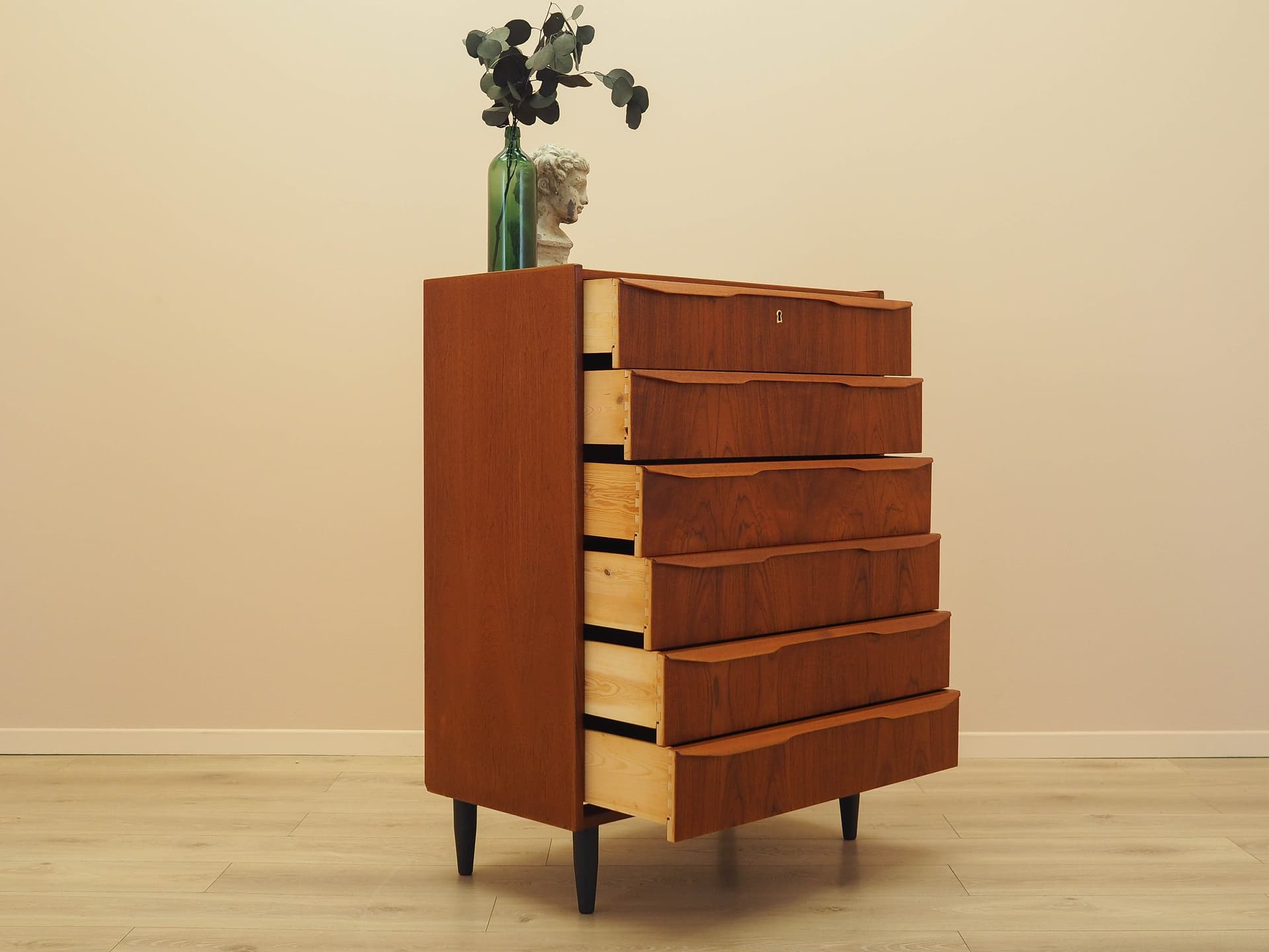 Chest of drawers, teak, black wood, Denmark, 1970s. - 345588