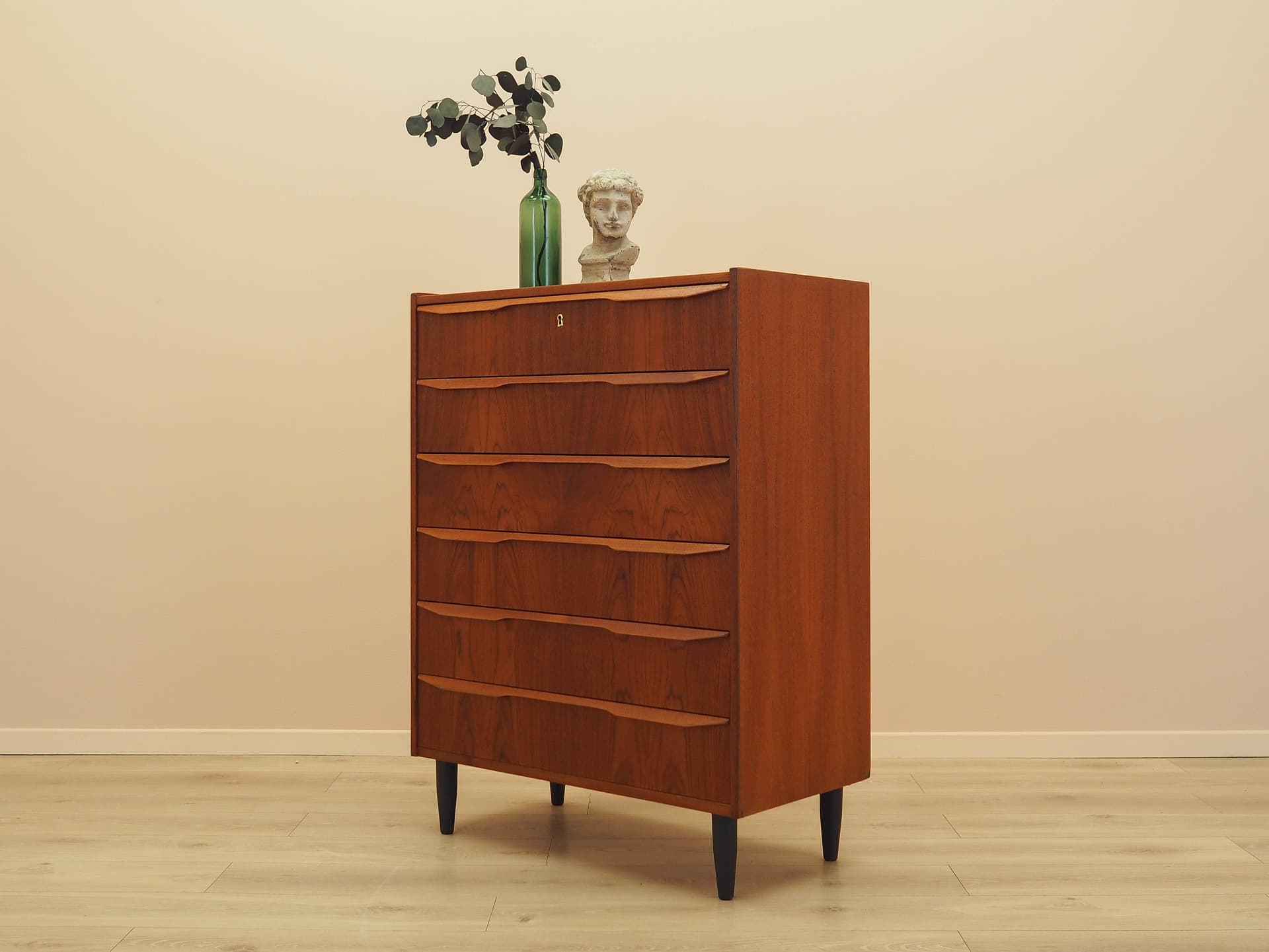 Chest of drawers, teak, black wood, Denmark, 1970s. - 345586