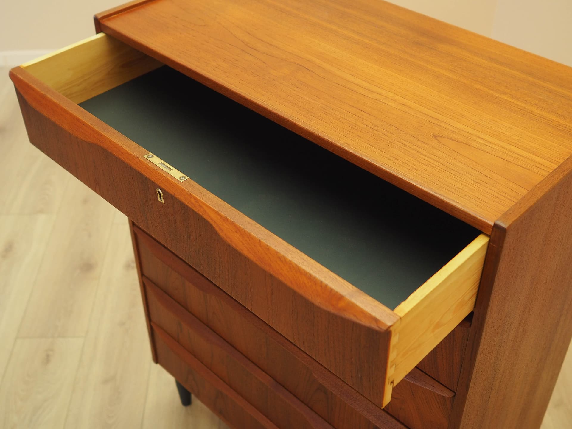 Chest of drawers, teak, black wood, Denmark, 1970s. - 345593
