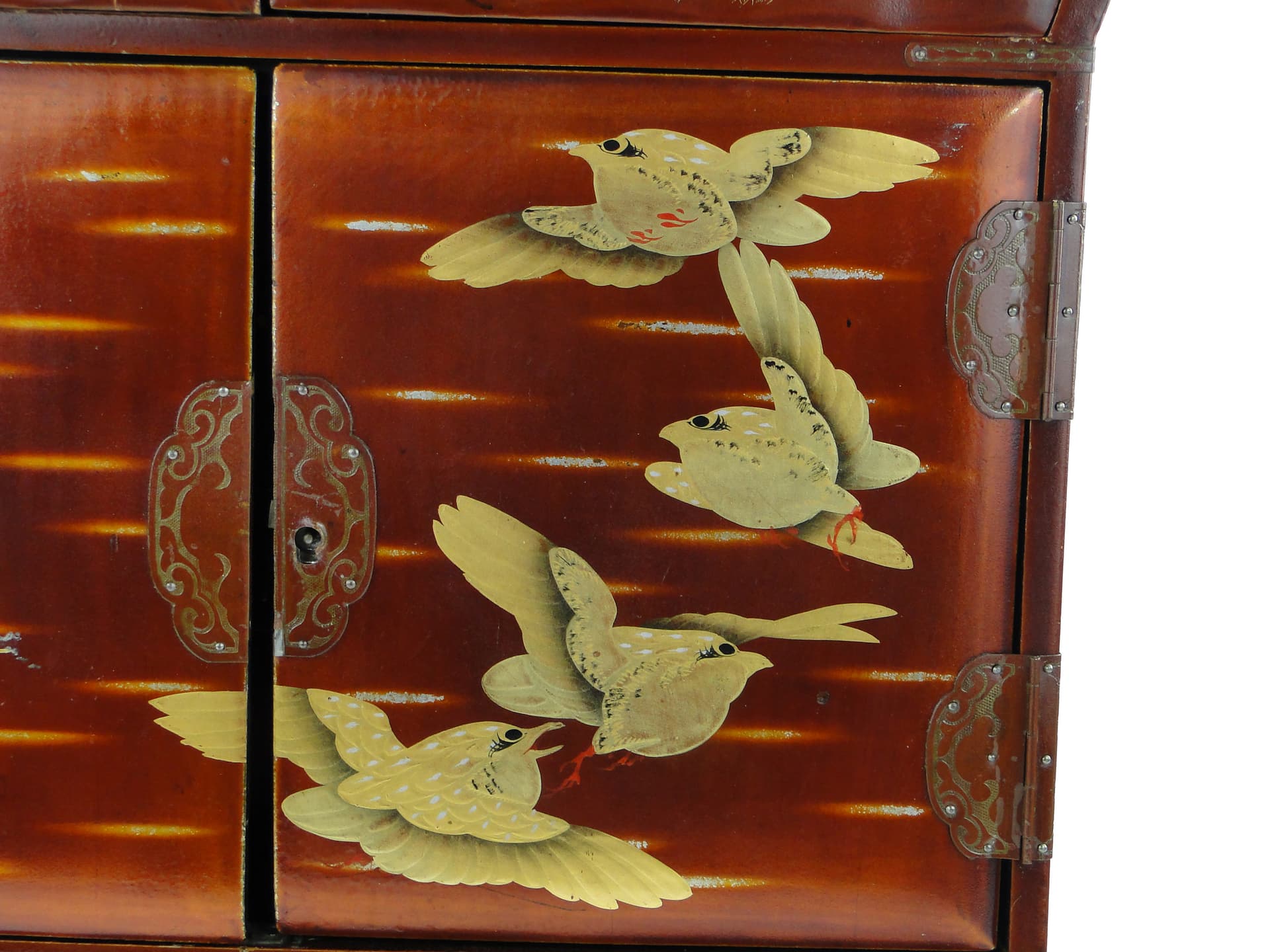Sepet, Japonizm, burgund lakierowany, drewno, Japonia, początek XX wieku - 345646