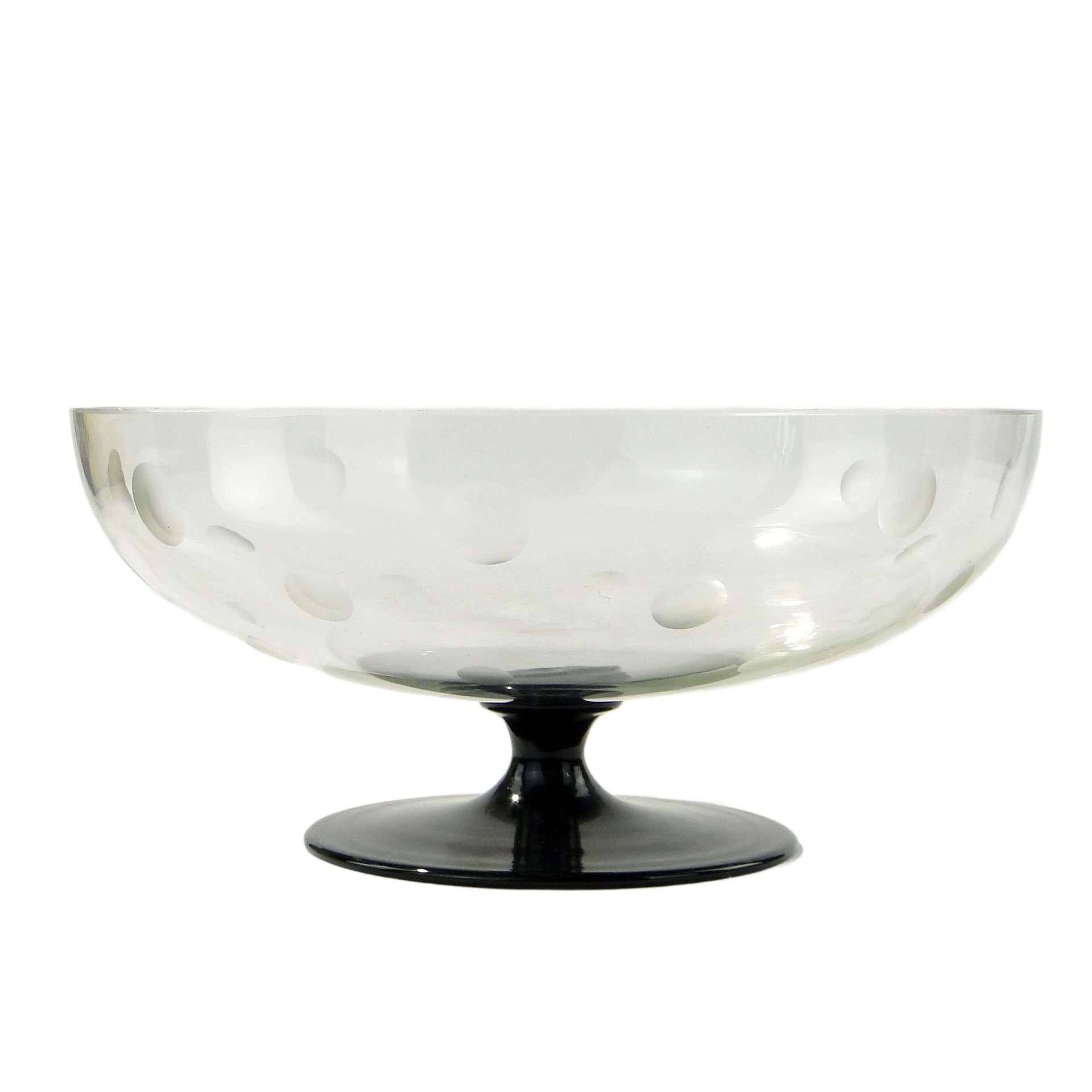 Centerpiece Art Deco, transparent glass, black glass, Hortensja Glassworks, Poland, 1920s.