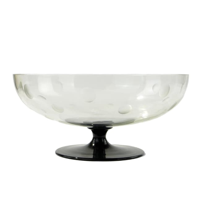Centerpiece Art Deco, transparent glass, black glass, Hortensja Glassworks, Poland, 1920s. - DIMENSION
