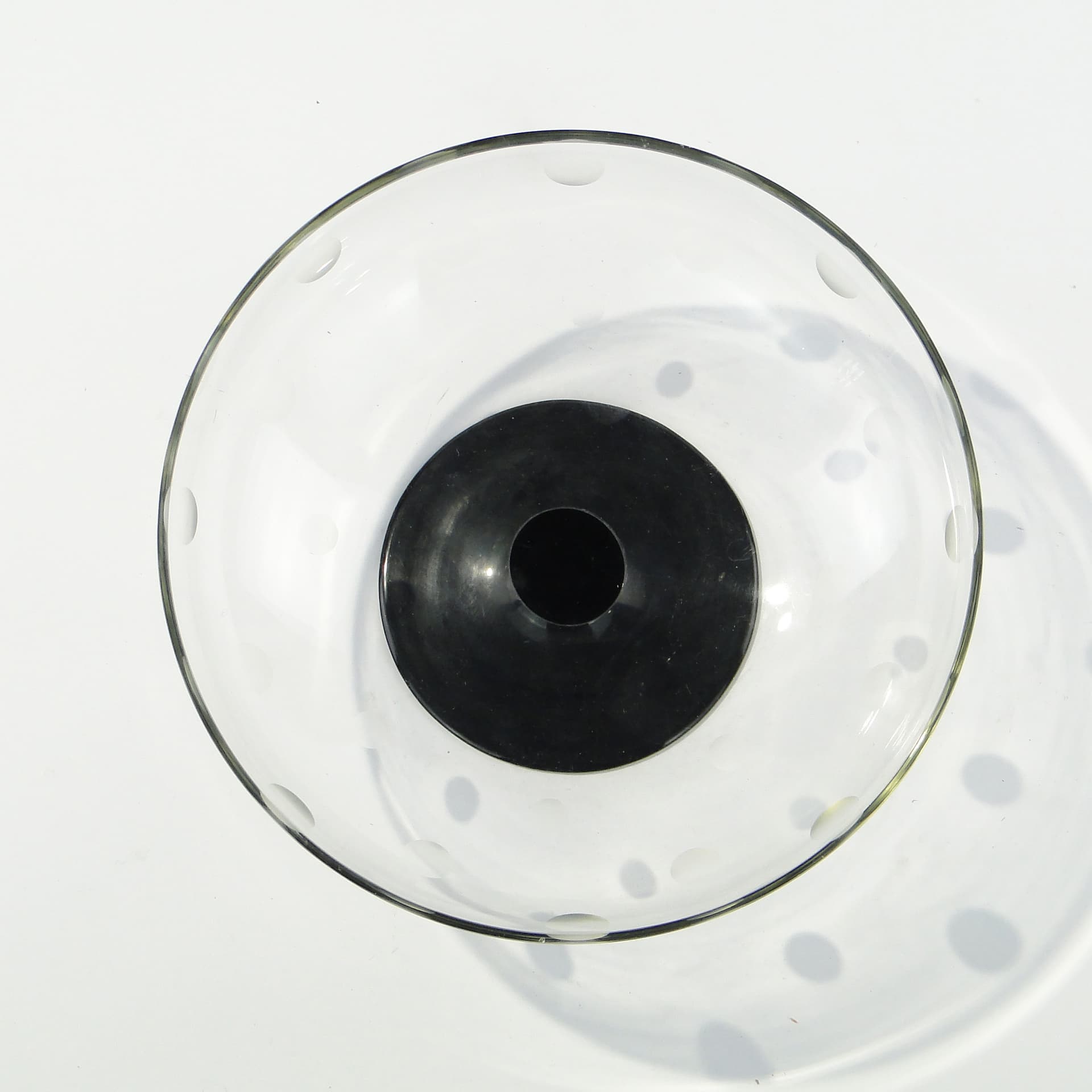 Centerpiece Art Deco, transparent glass, black glass, Hortensja Glassworks, Poland, 1920s. - 345651