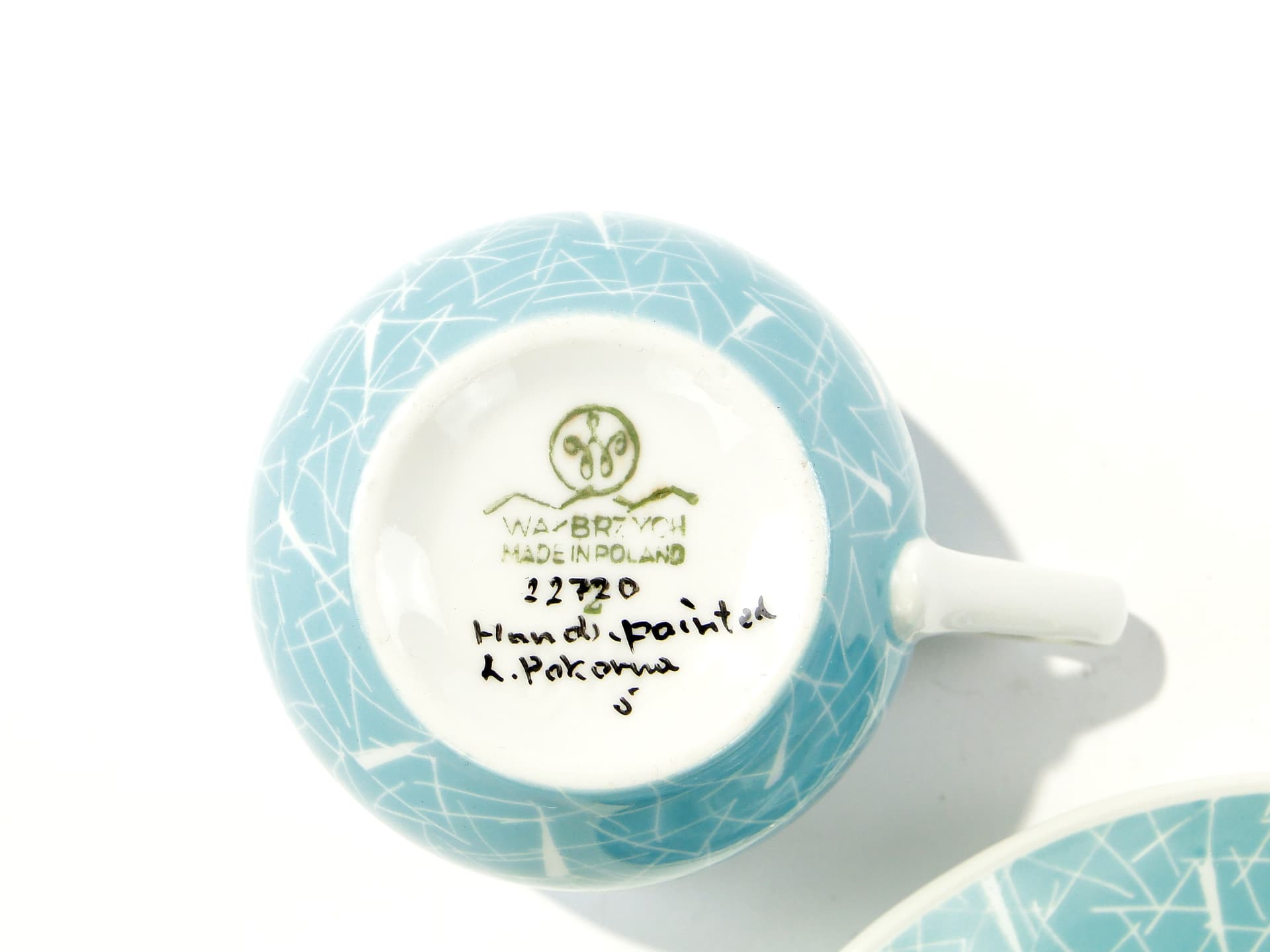 Zestaw do kawy, porcelana błękit, proj. L. Pokora, Polska, lata 50. - 345694