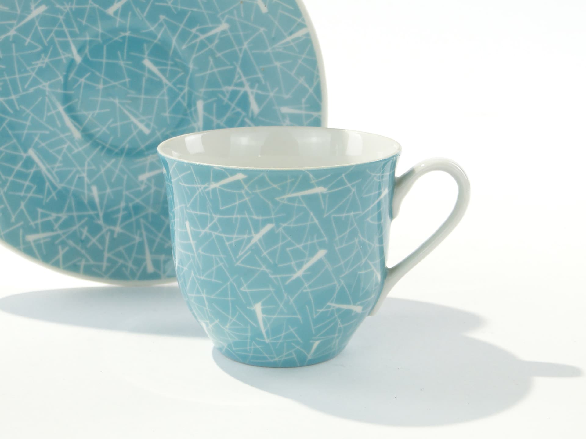 Zestaw do kawy, porcelana błękit, proj. L. Pokora, Polska, lata 50. - 345697
