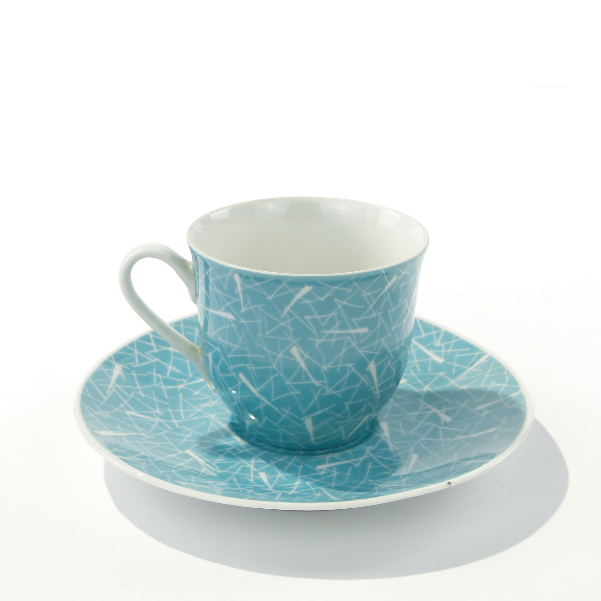 Zestaw do kawy, porcelana błękit, proj. L. Pokora, Polska, lata 50. - 345690