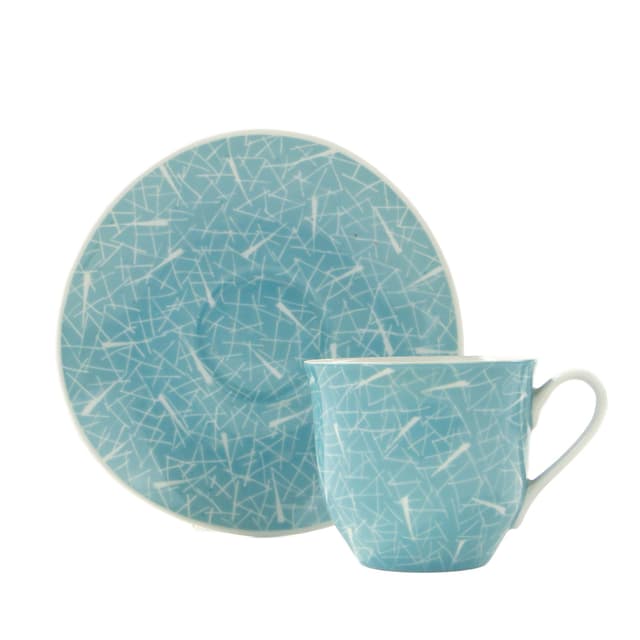 Zestaw do kawy, porcelana błękit, proj. L. Pokora, Polska, lata 50. - WYMIARY