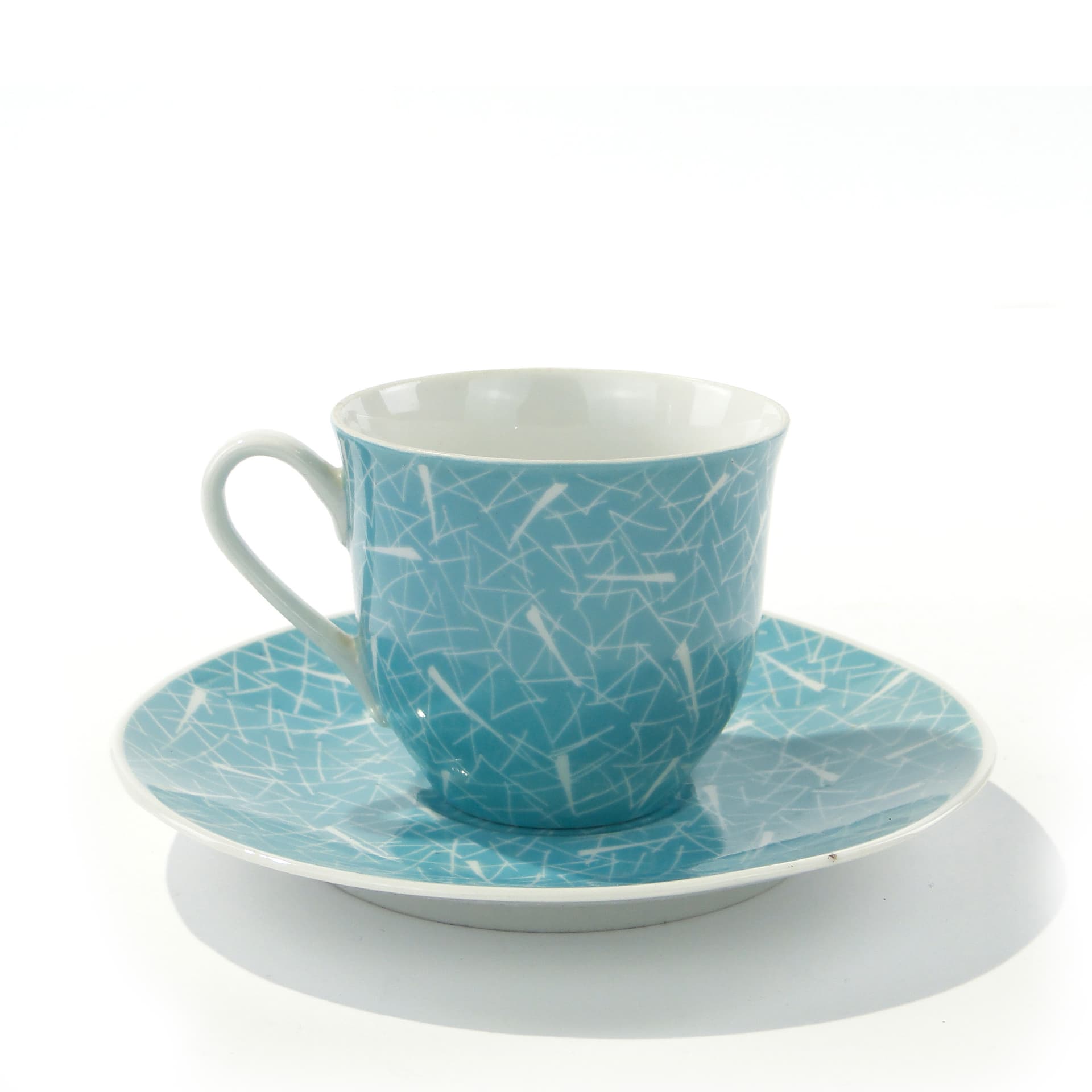 Zestaw do kawy, porcelana błękit, proj. L. Pokora, Polska, lata 50. - 345691