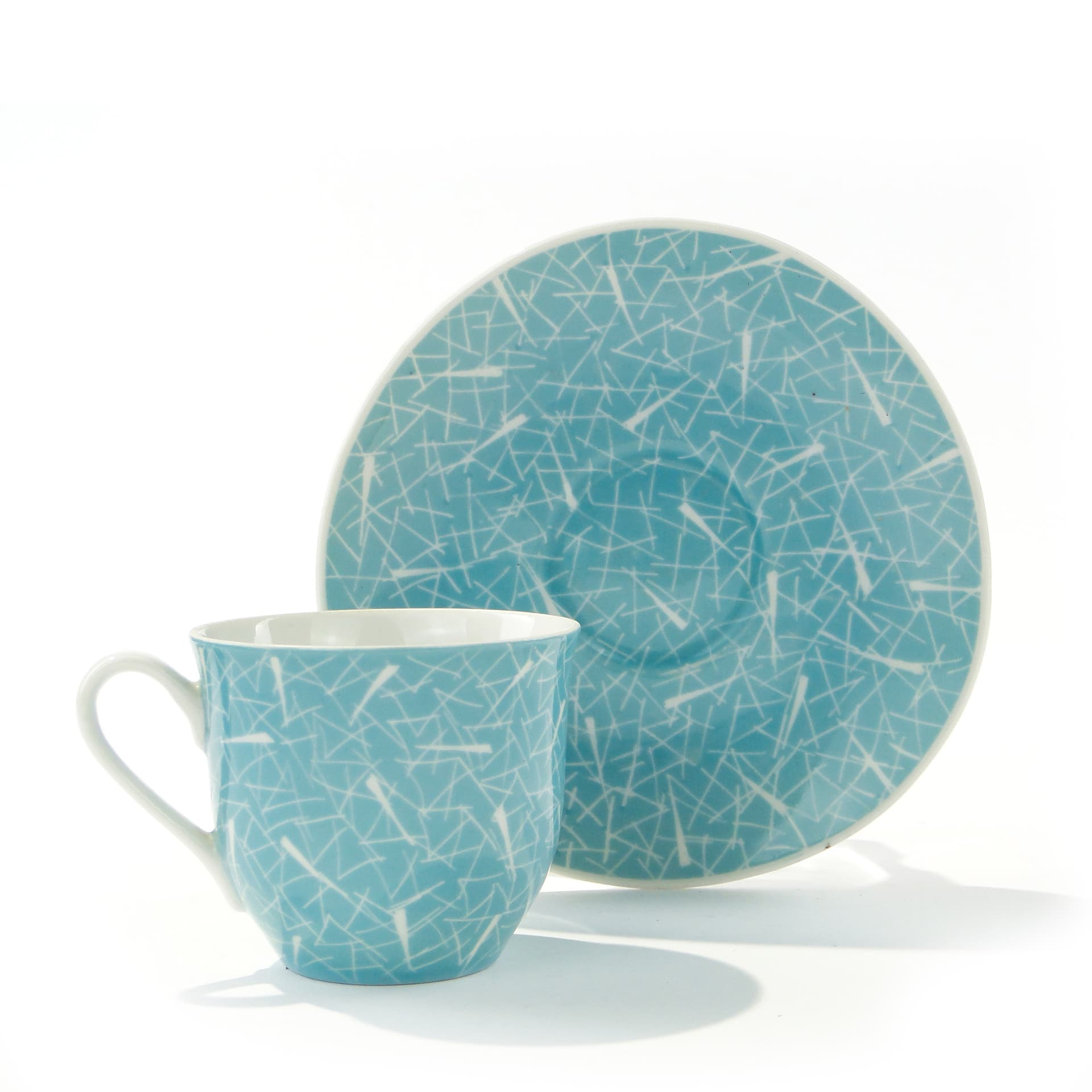 Zestaw do kawy, porcelana błękit, proj. L. Pokora, Polska, lata 50. - 345689