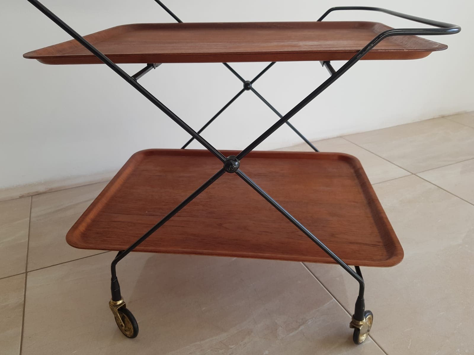 Bar cart, teak brown, metal black, JIE Gantoft - 345724