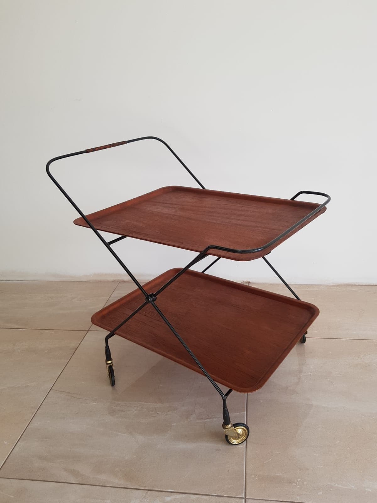 Bar cart, teak brown, metal black, JIE Gantoft - 345721
